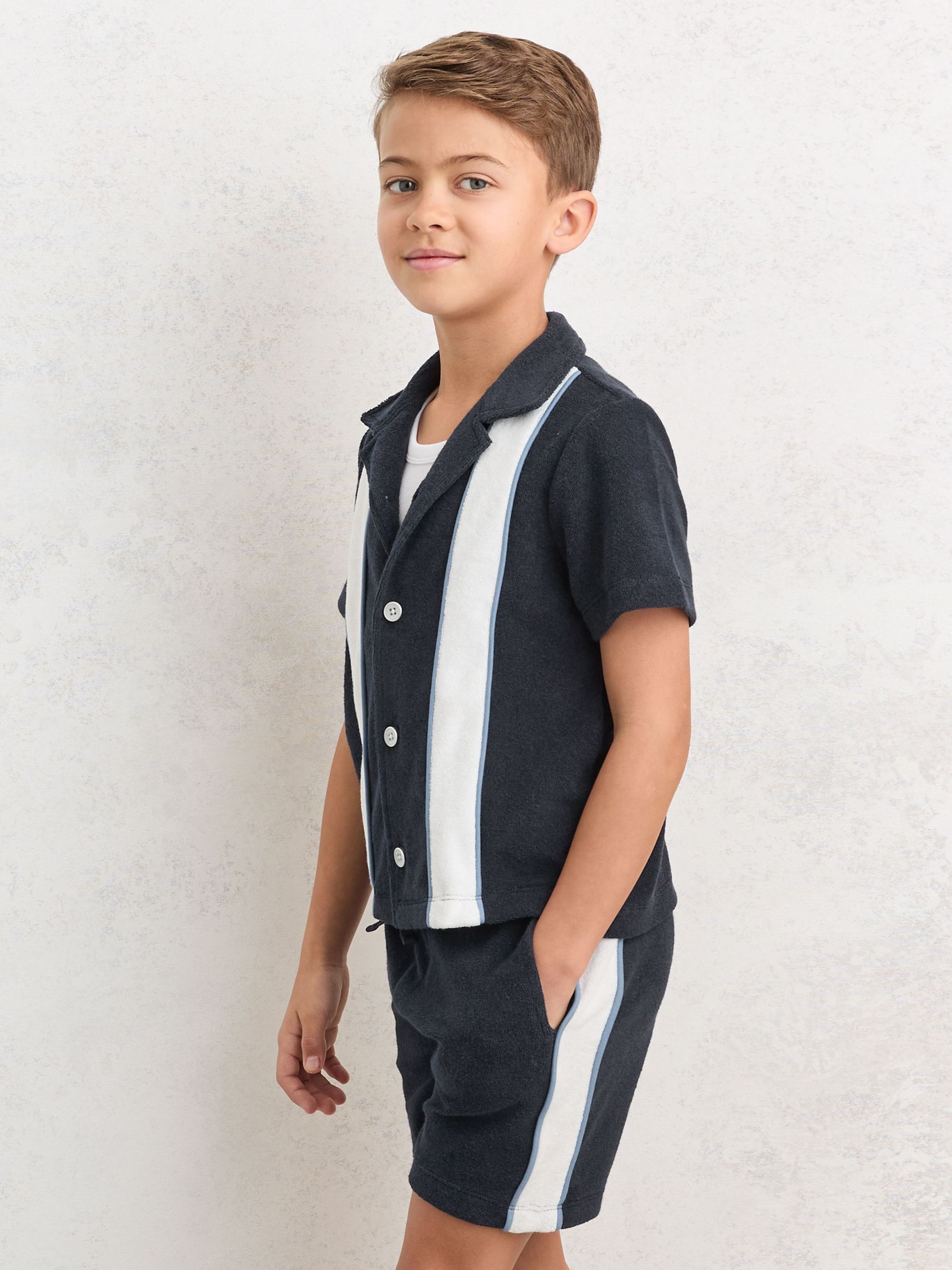 Towelling Colour-Block Shorts in Navy/White (W08110) | 205 zł