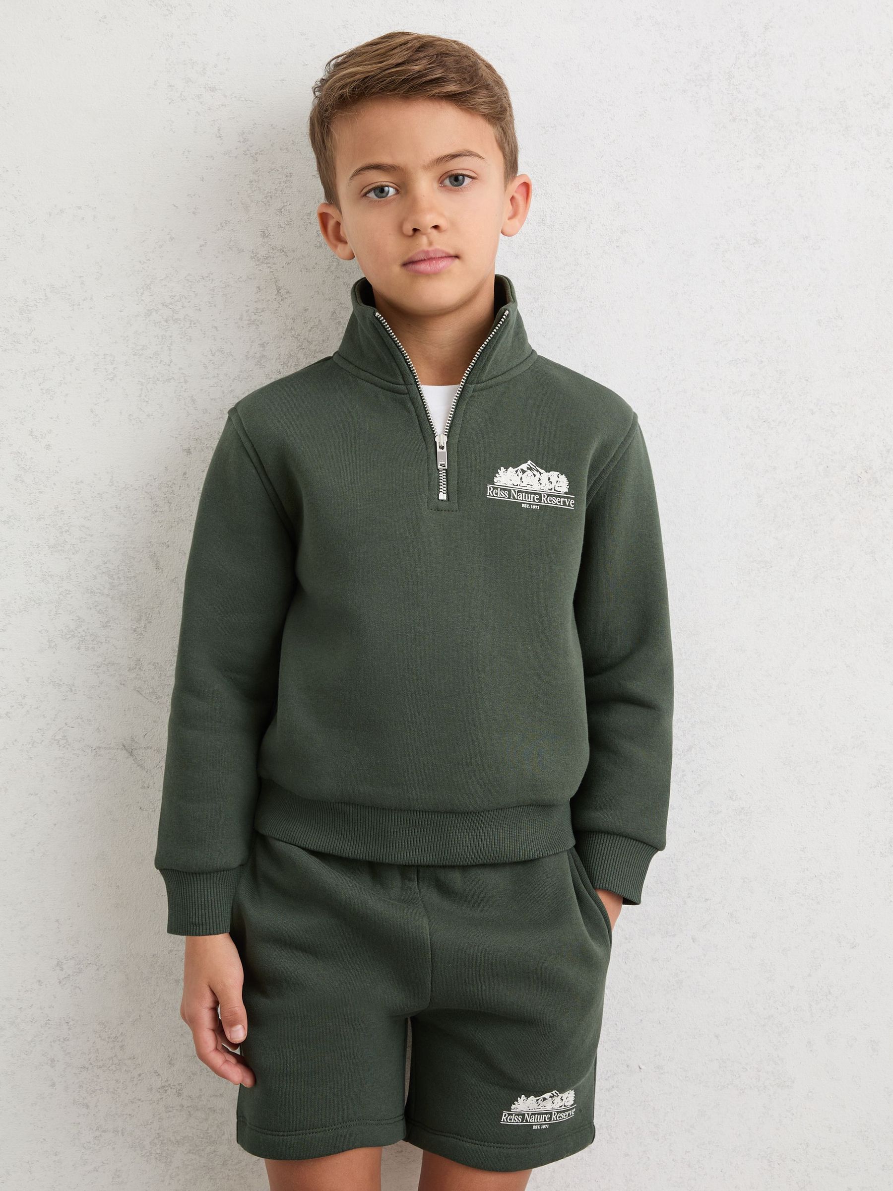 Nature Reserve Half-Zip Sweatshirt Cotton-Blend in Green (W08142) | $75