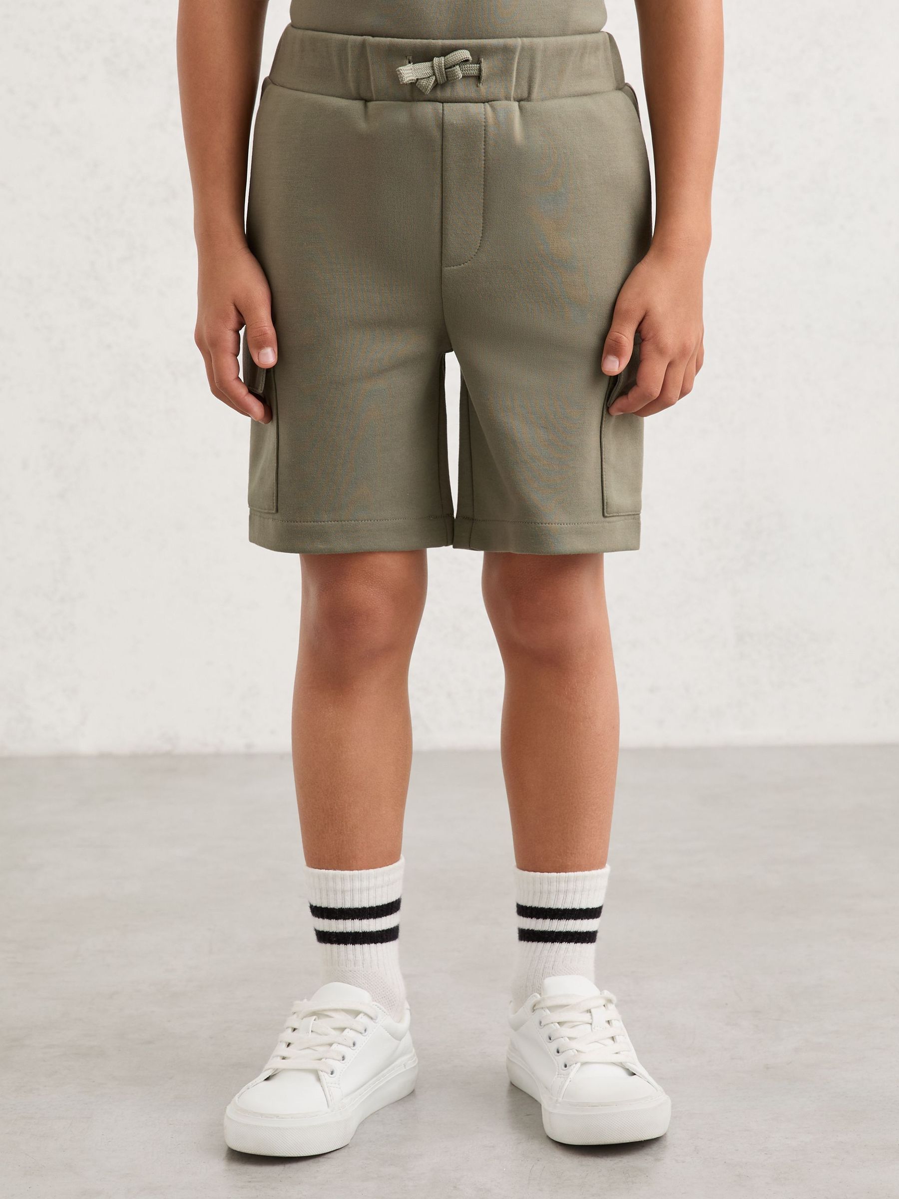 9-13 yrs Premium Interlock-Jersey Cargo Shorts in Sage (W08800) | CA$70