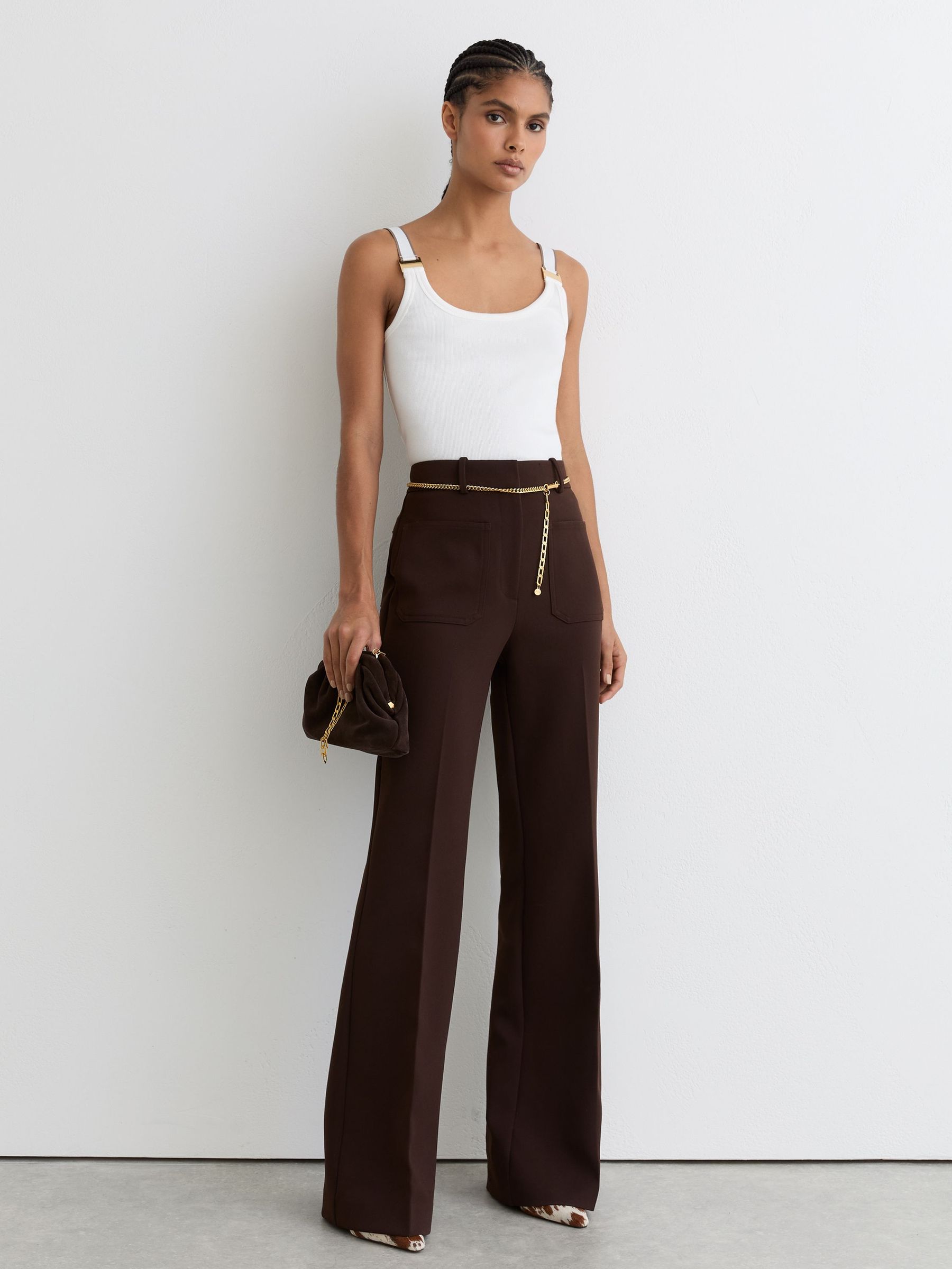 أبيض/بني فاتح - Reiss Vinnie Stretch-Cotton Hardware-Detail Vest (W10794) | ‏290 ر.س.‏