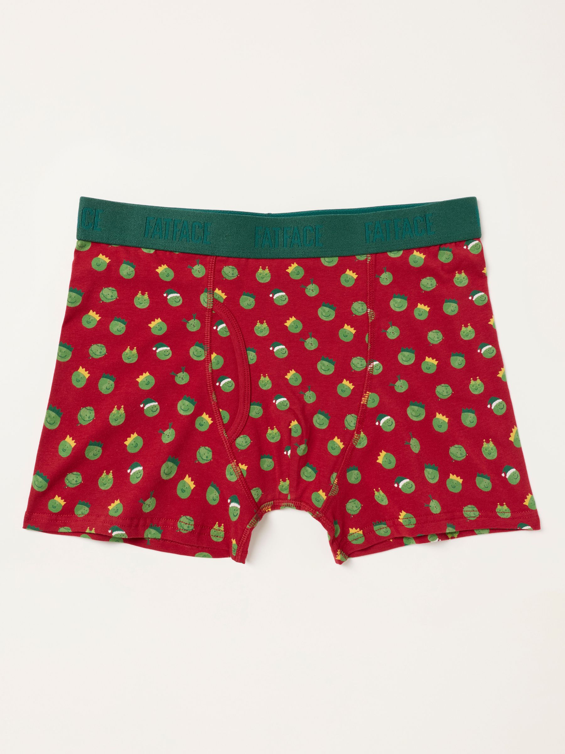 Red - Regular Festive Brussels Sprout Boxers