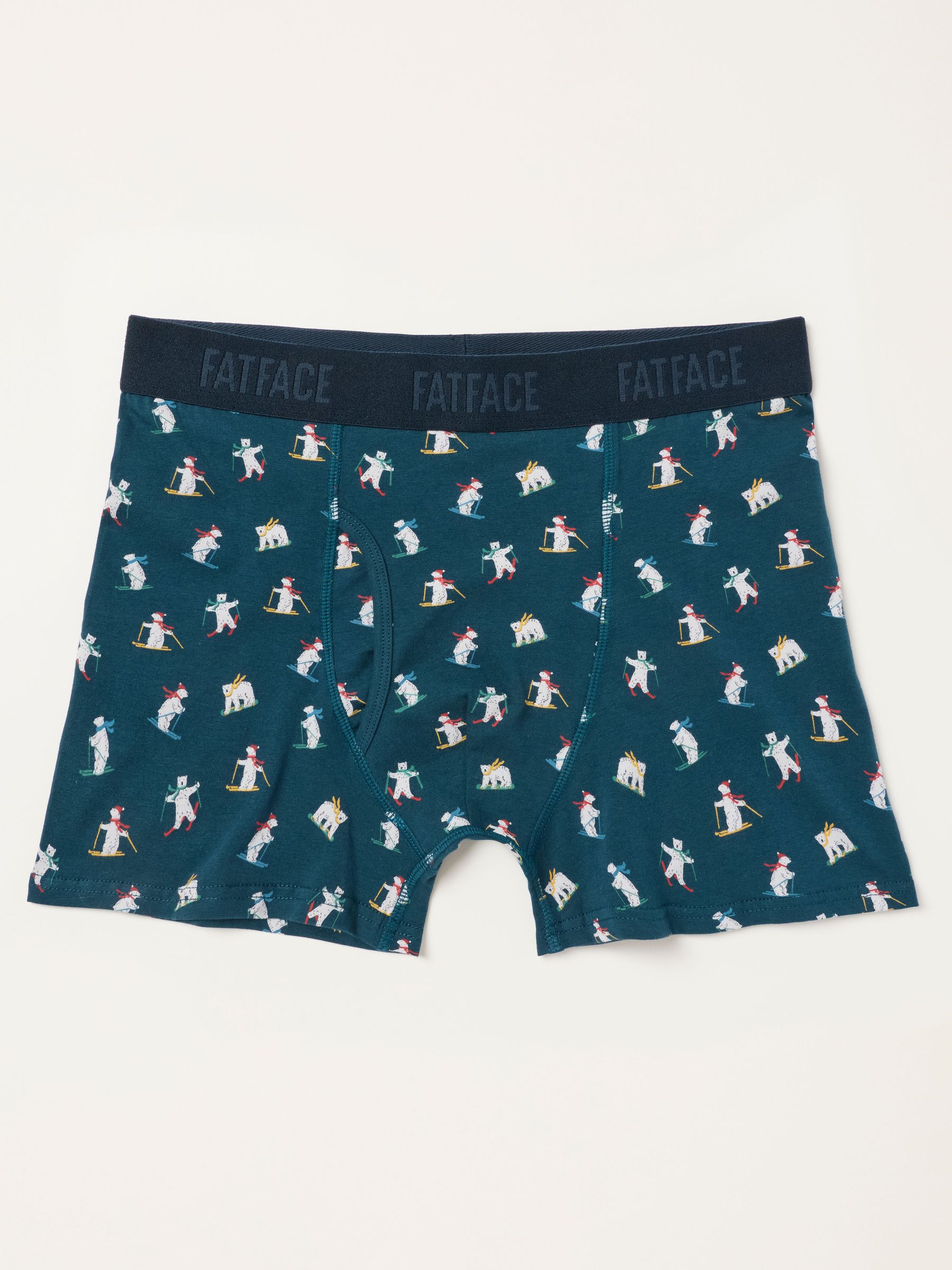 Teal Blue - Regular Skiing Bear Boxers