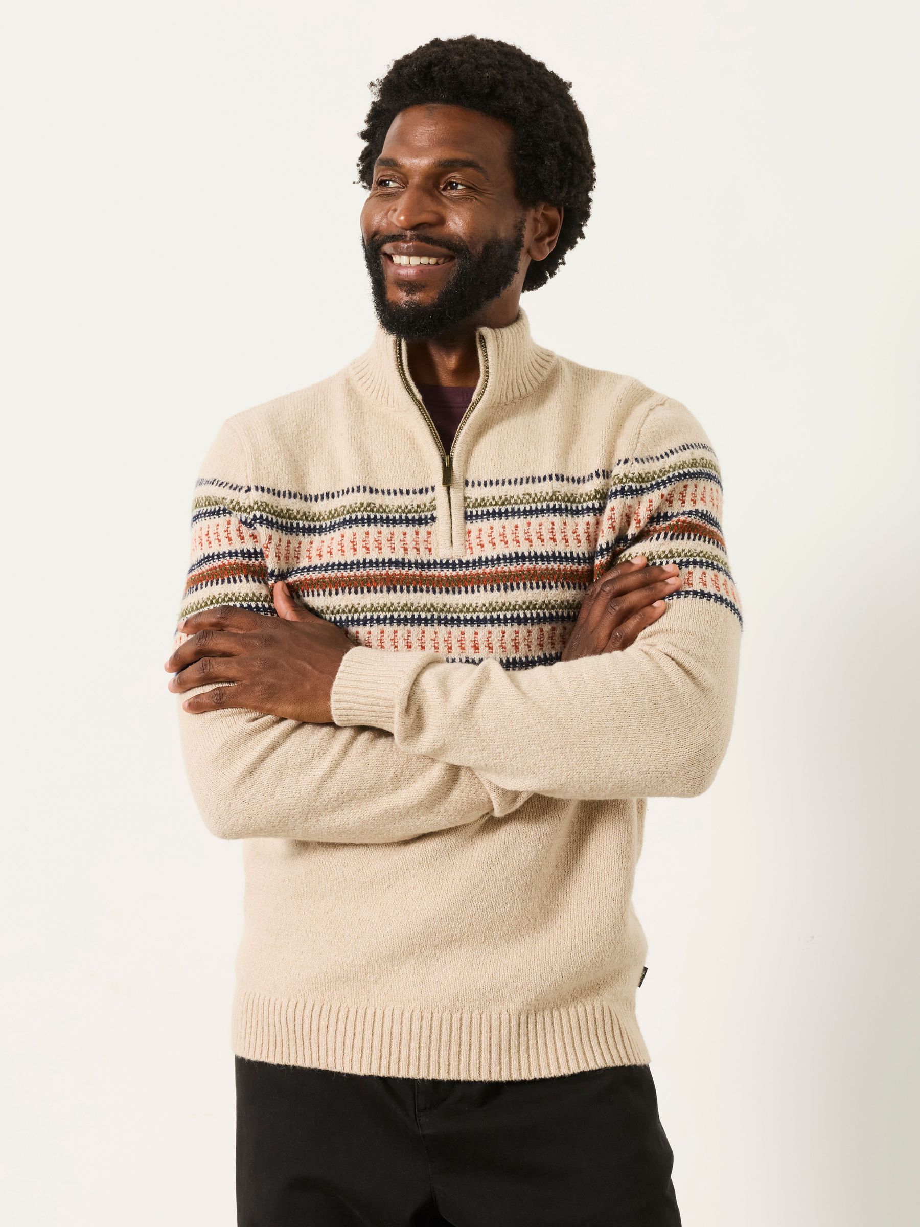 Light Natural - Regular Pattern Half Neck Jumper