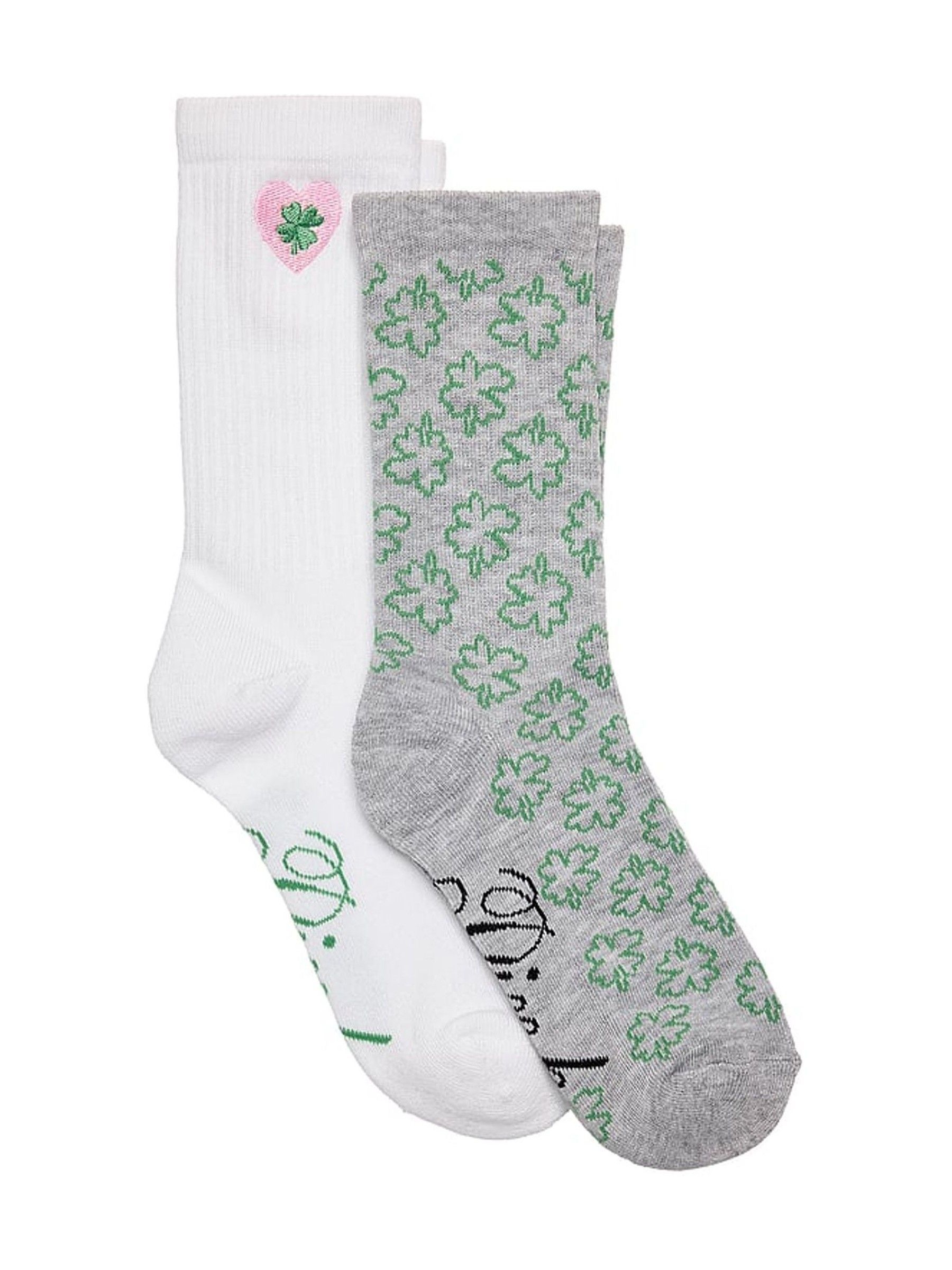 Grey/White - 2 Pack Crew Socks