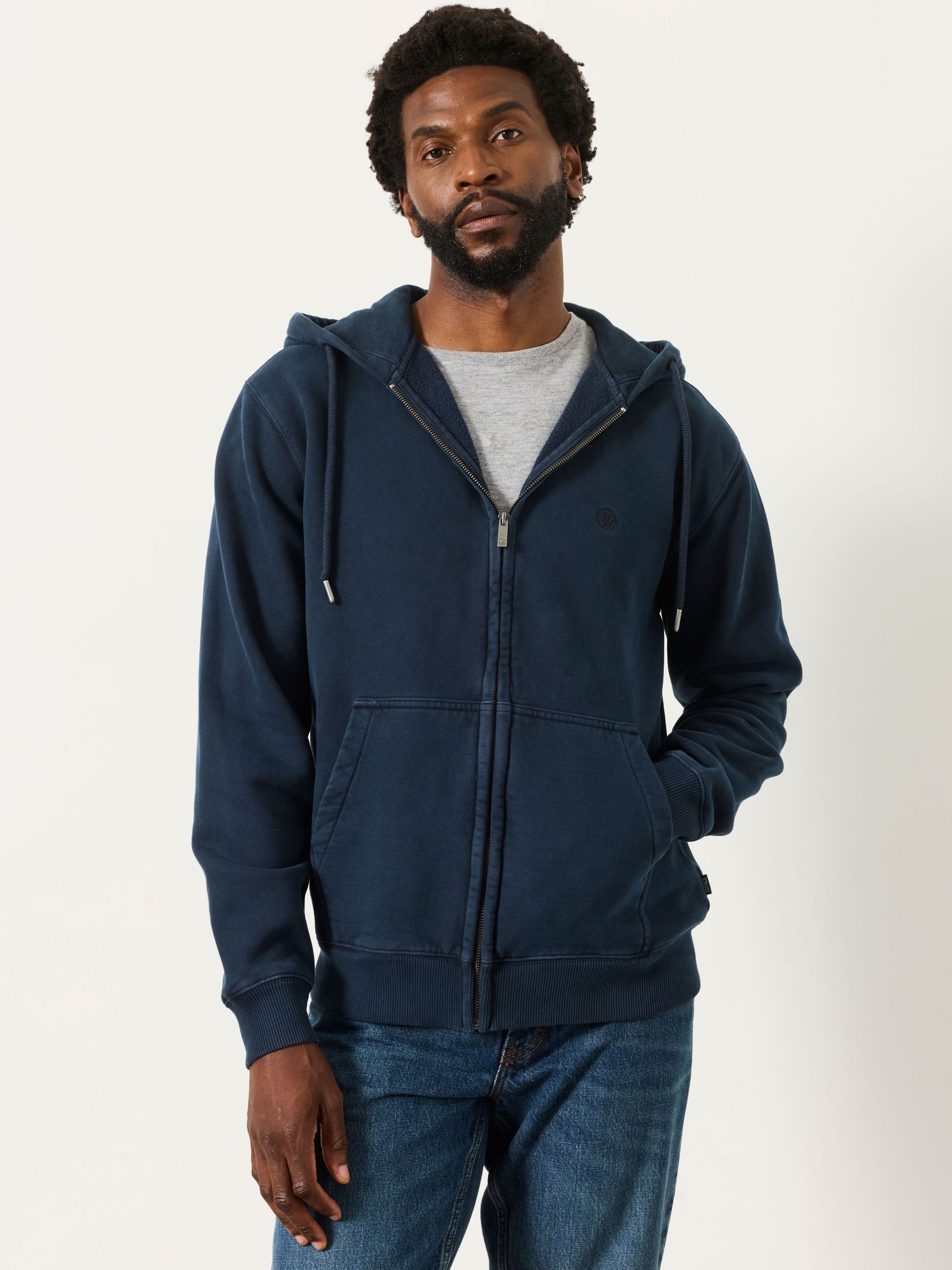 Navy - Regular Zip Through Hoodie