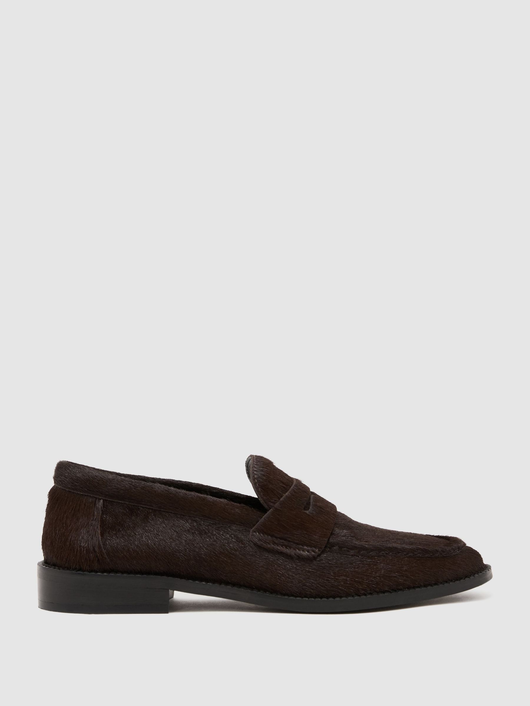 Pony-Hair Penny Loafers in Chocolate (W19888) | 1,425 QAR