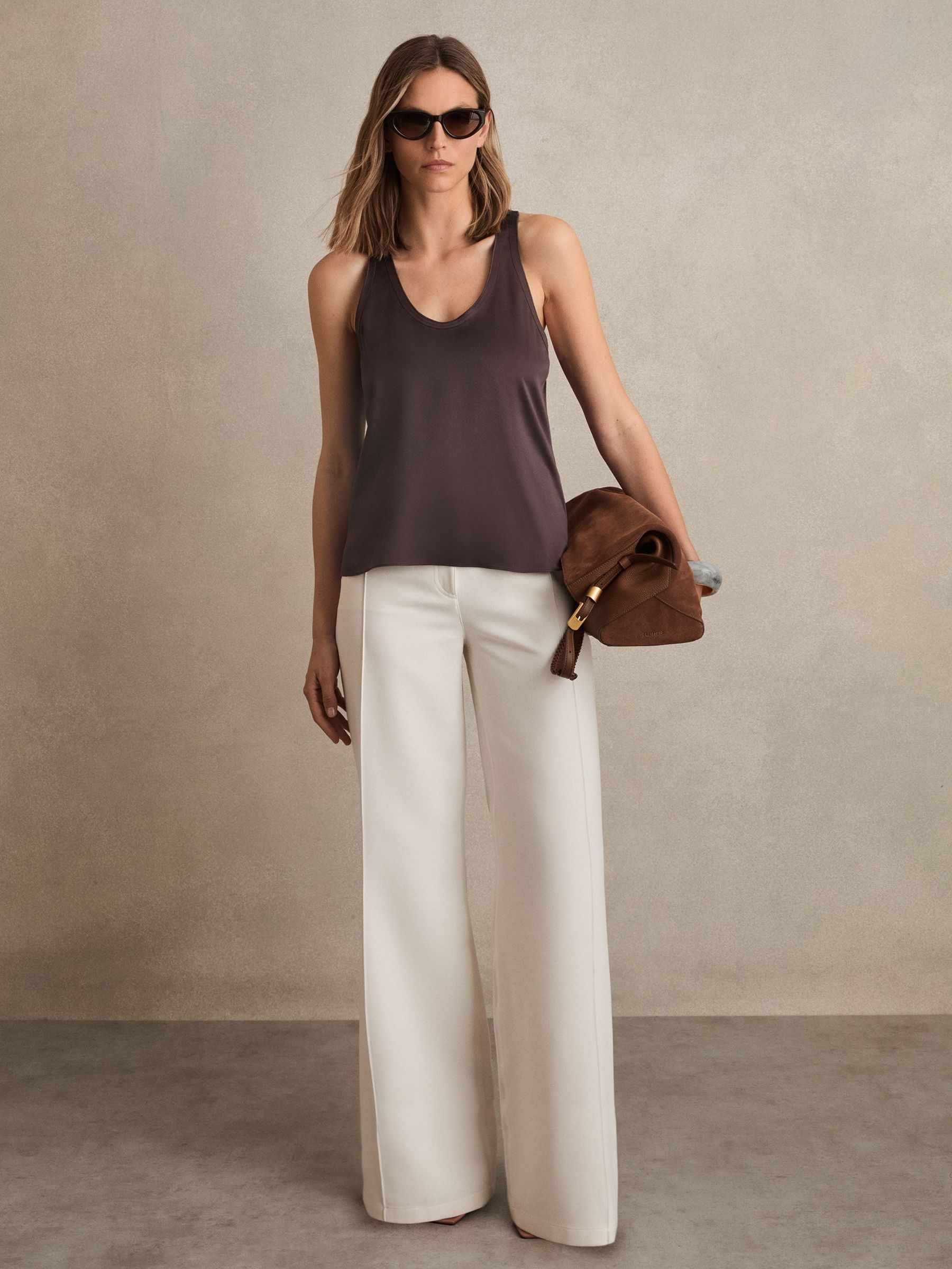Silk Scoop-Neck Vest in Mauve (W22487) | US$180