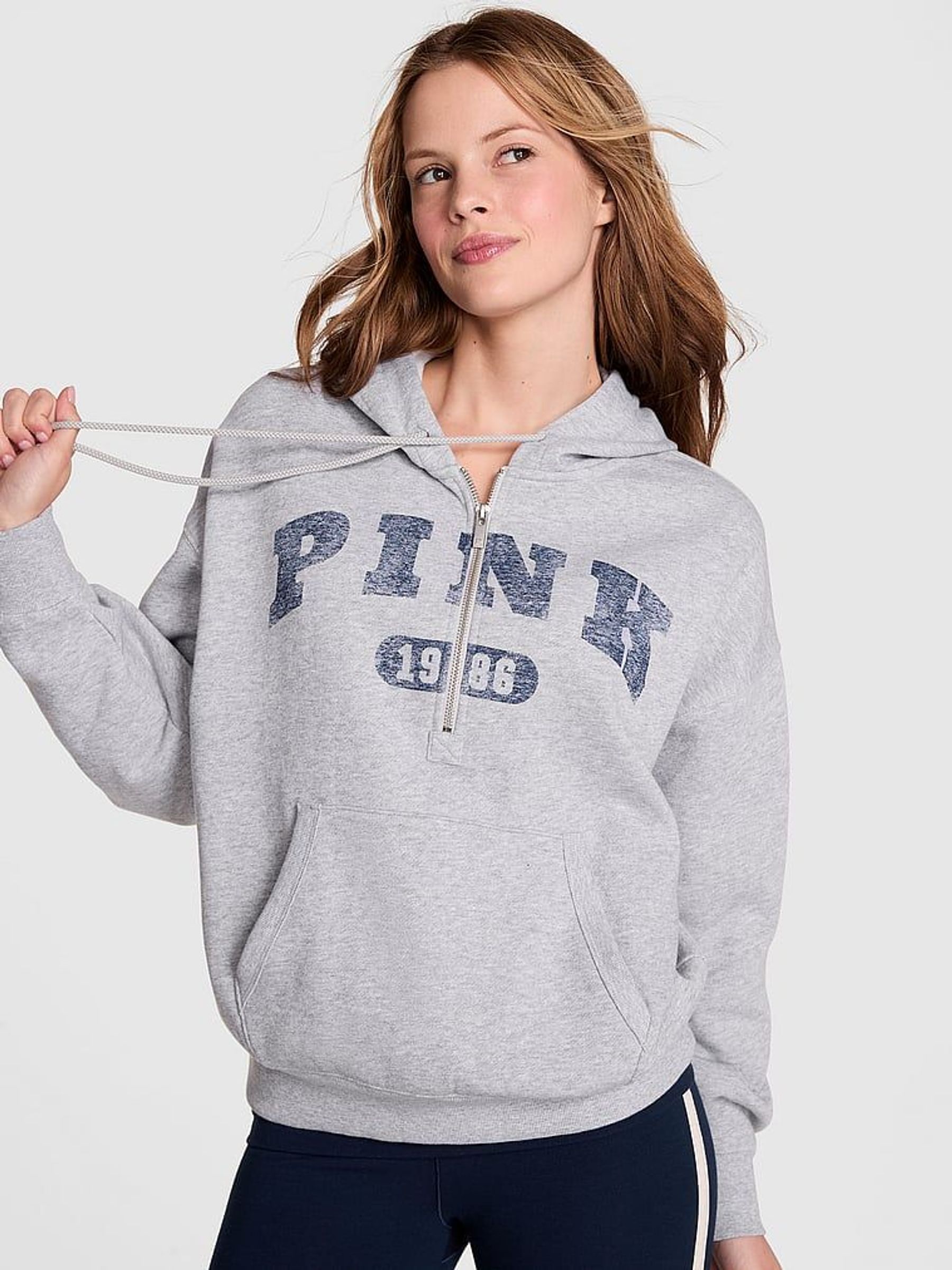 Medium Heather Grey Half Zip Fleece Hoodie (W22796) | €56