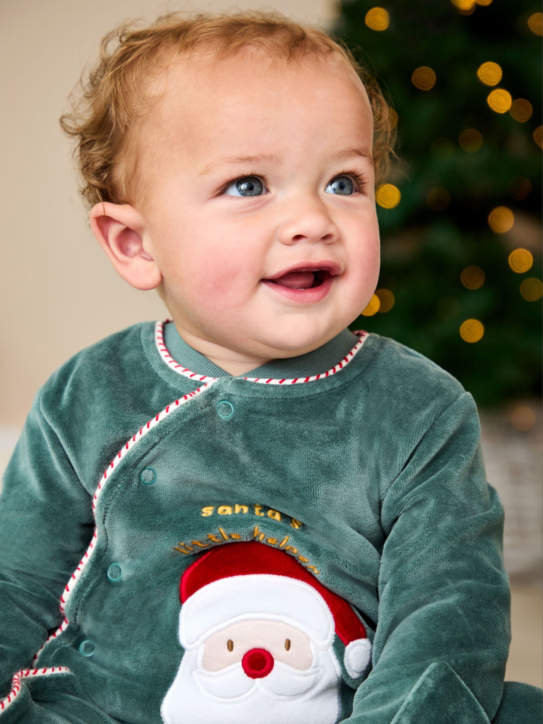 Green Santa My First Christmas Velour All-In-One (W25169) | $41