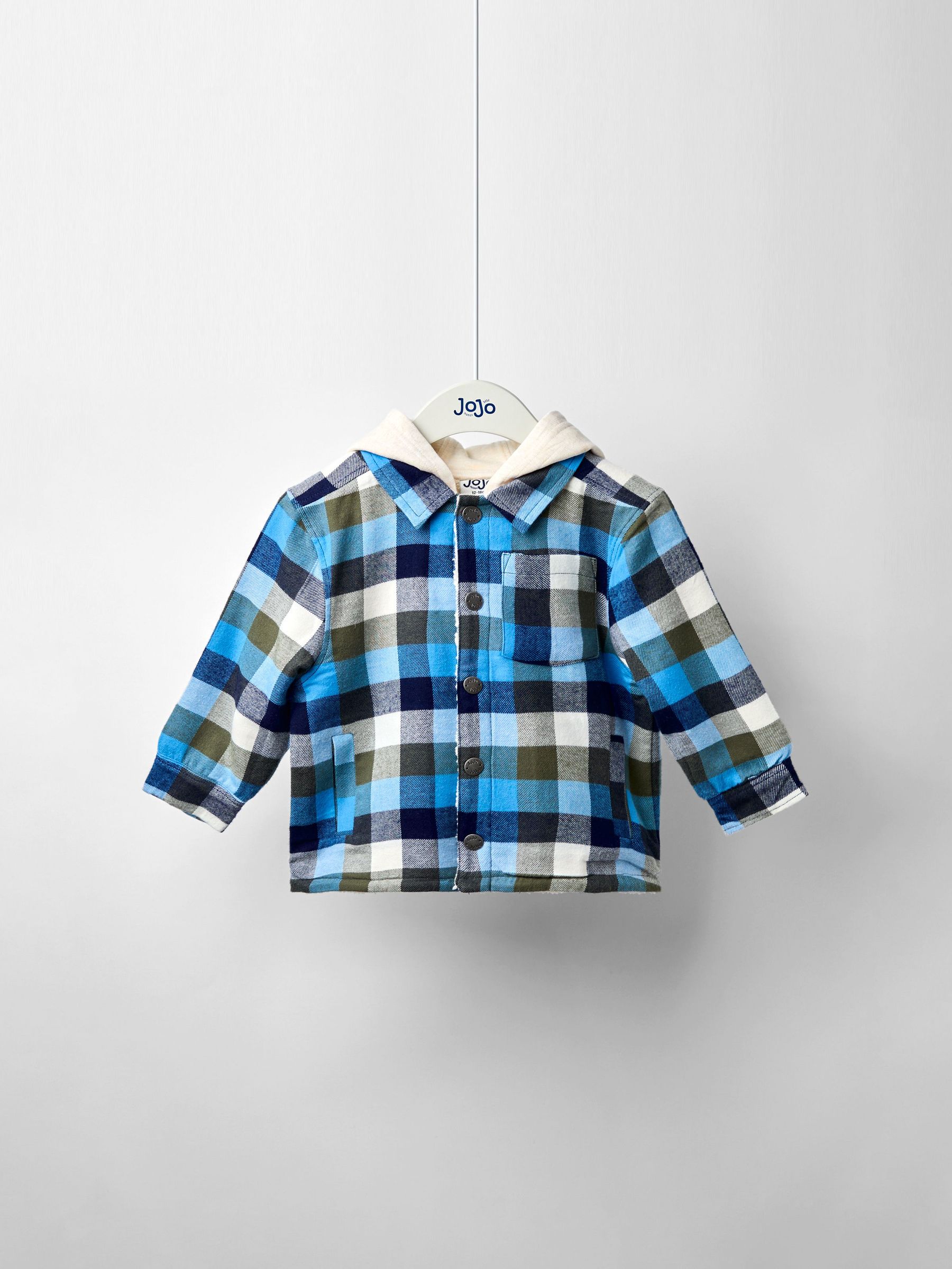 Green Check Borg Hooded Shacket (W25773) | $51 - $62