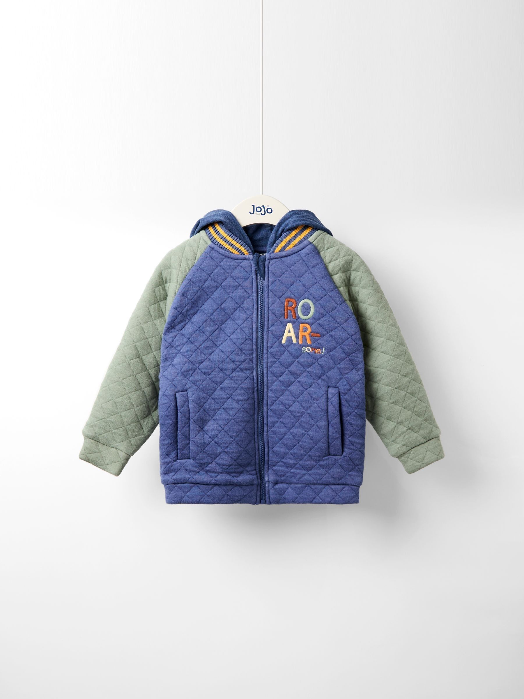 Blue Appliqué Quilted Bomber Jacket (W25778) | $48 - $58