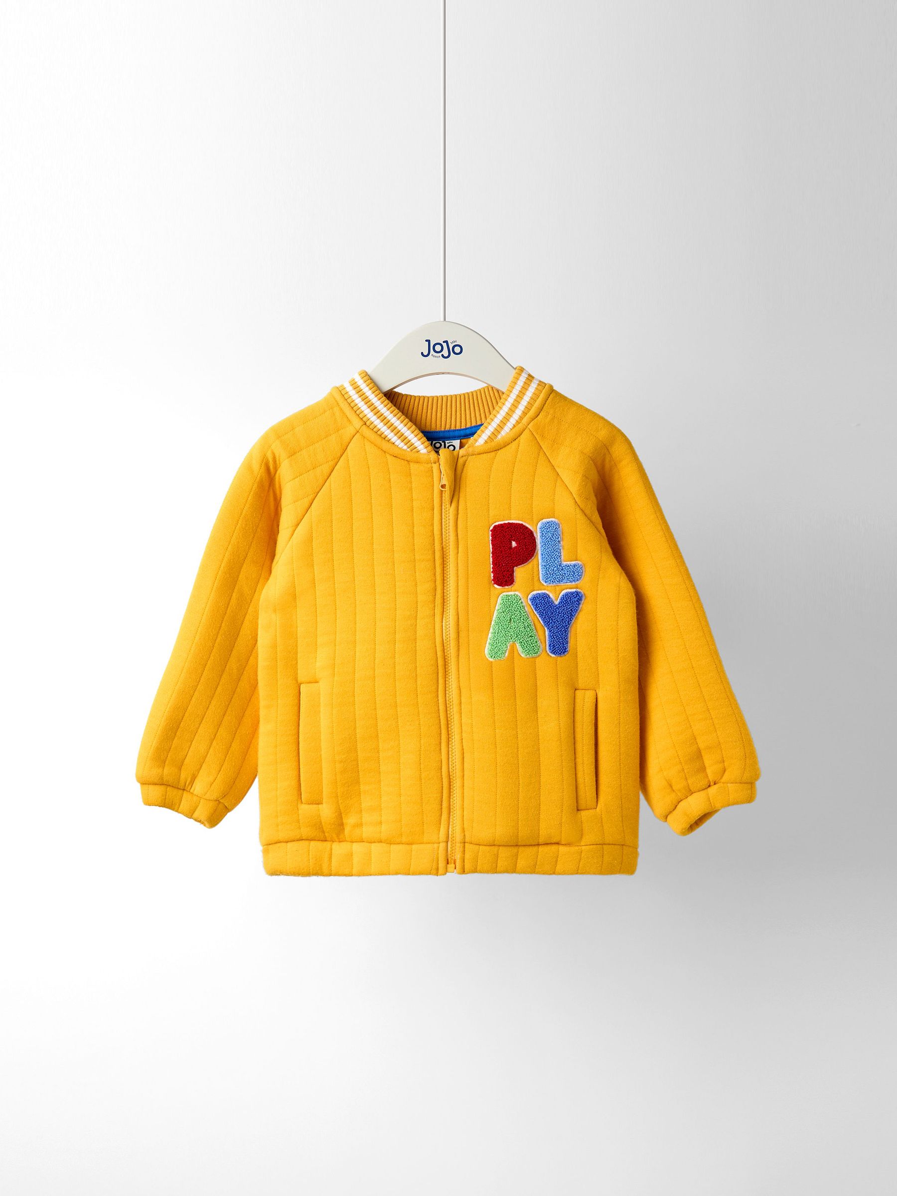 Yellow Appliqué Quilted Bomber Jacket (W25779) | $51 - $58