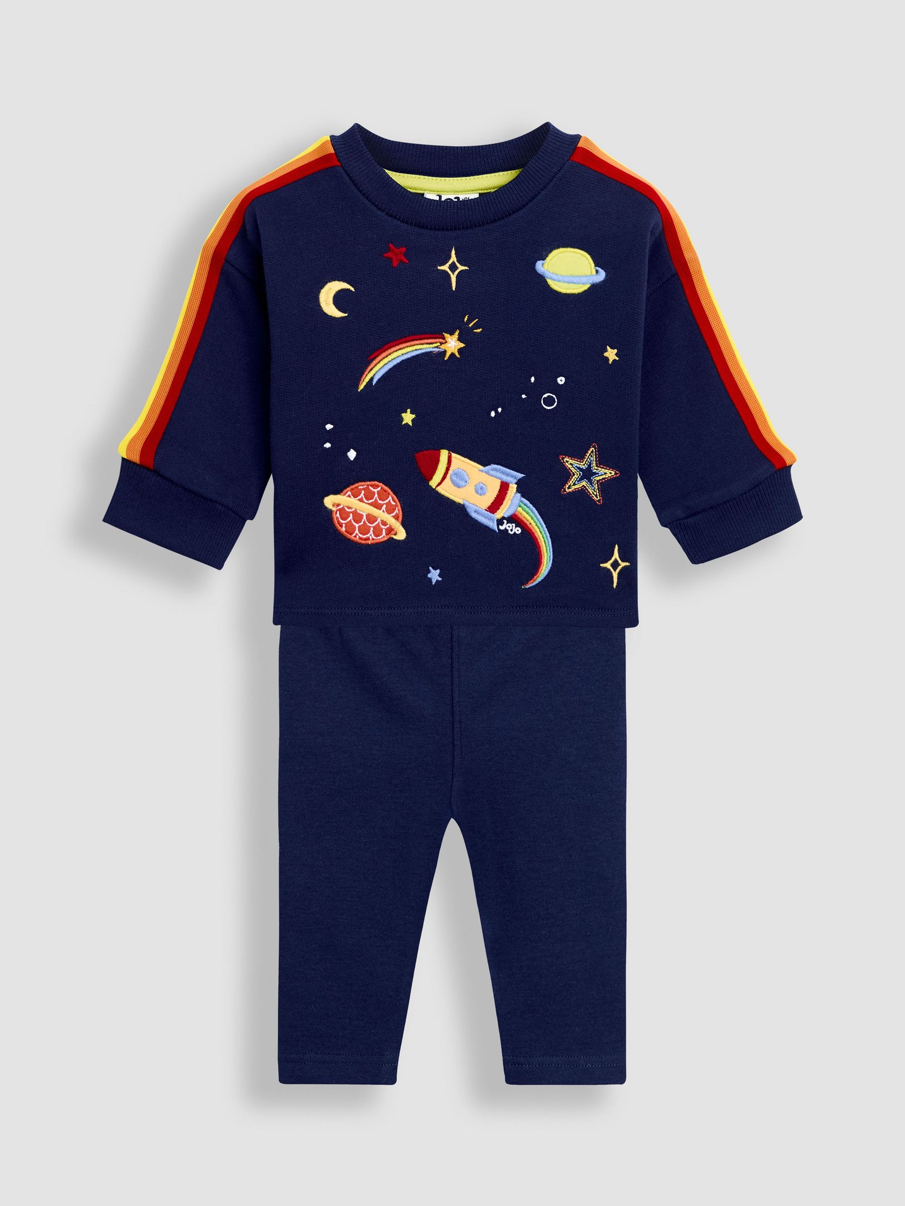 Navy Blue Space 2-Piece Drop Shoulder Sweatshirt & Joggers Set (W25780) | $48 - $55