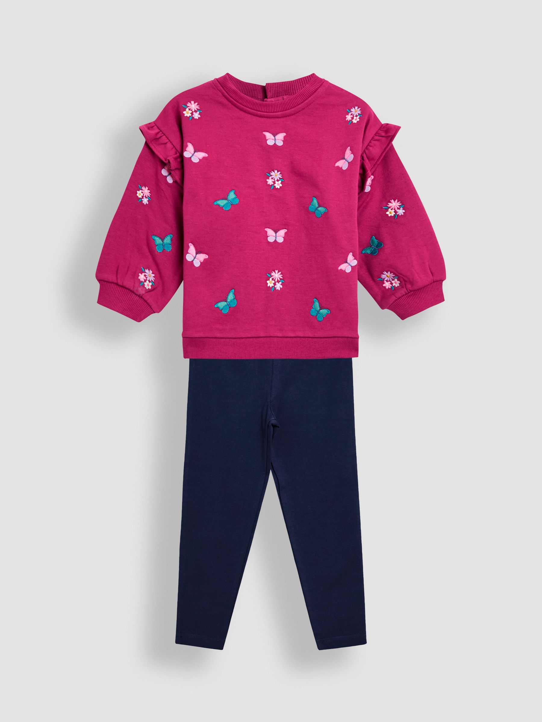 Purple Butterfly Embroidered Sweatshirt & Legging Set (W26421) | $51 - $62