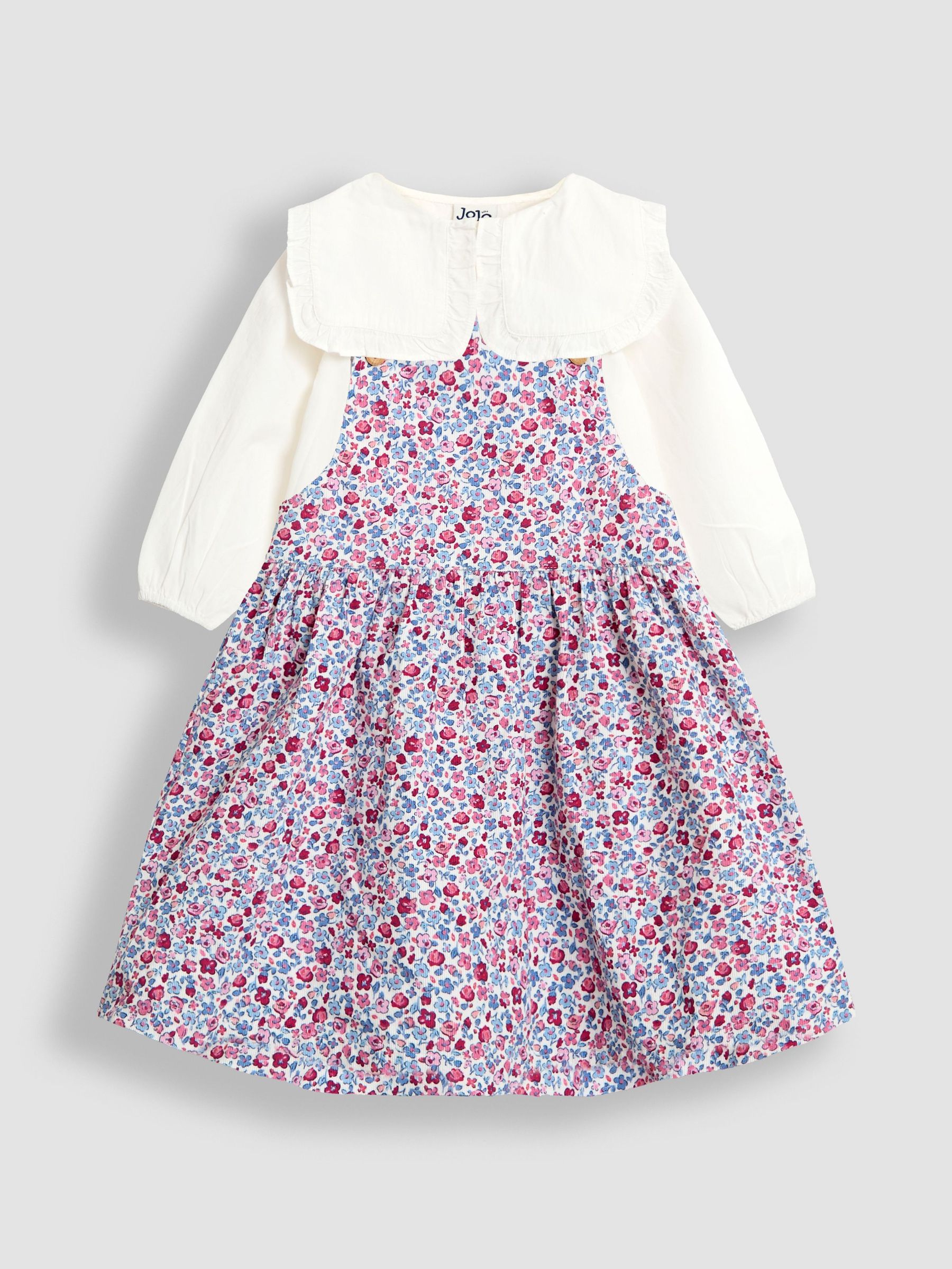 Cream Ditsy Floral Cord Pinafore Dress & Top Set (W26435) | $51 - $62