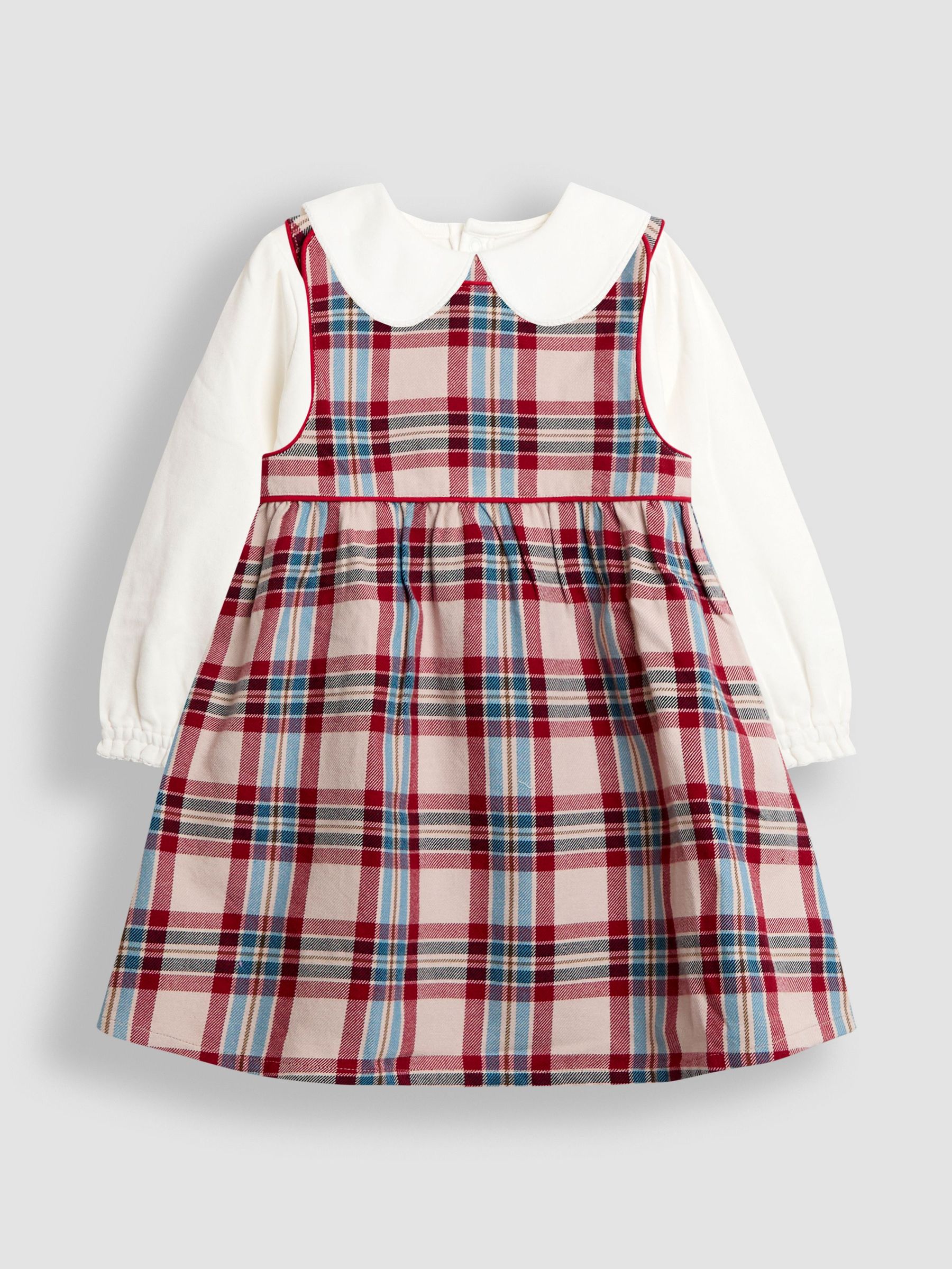 Red Check Dress & Peter Pan Collar Top Set (W26444) | $51 - $62