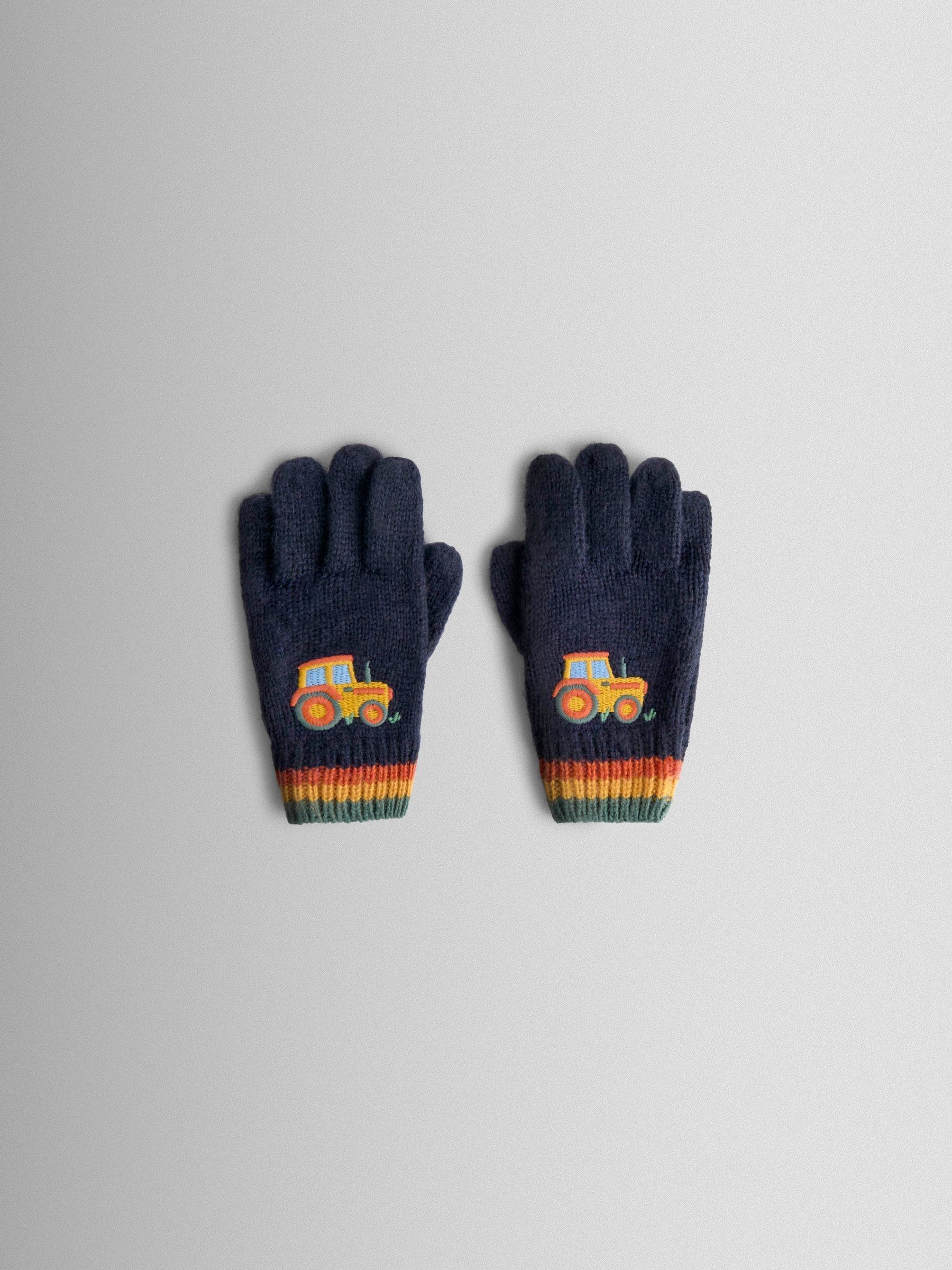 Navy Tractor Appliqué Gloves (W26473) | $27