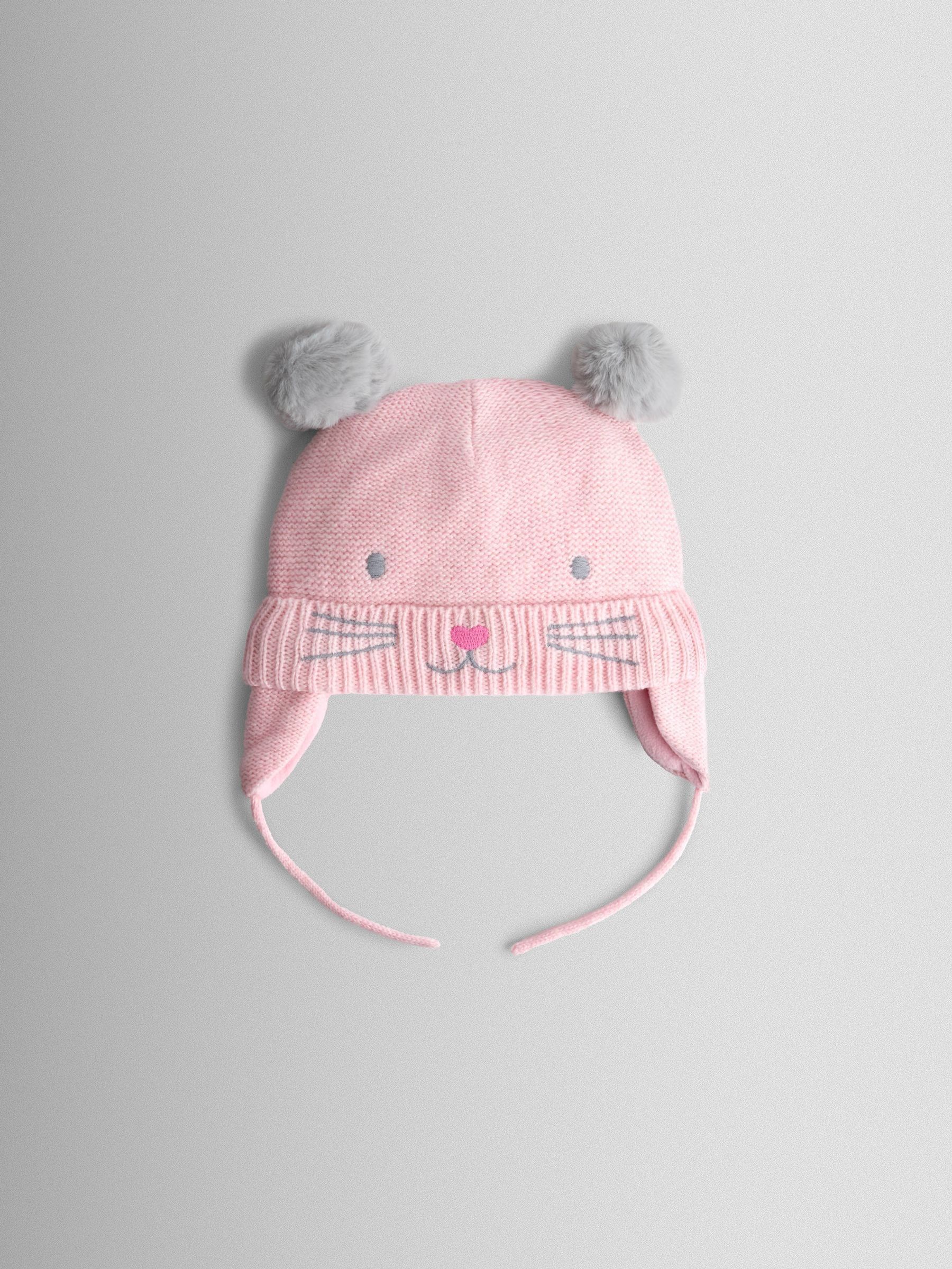 Pink Cat Pom Pom Hat (W26482) | $28
