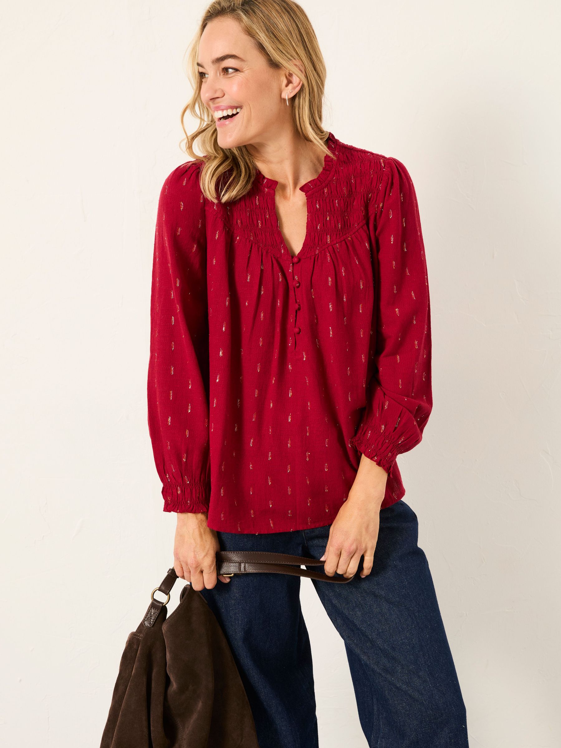 Elsbeth Claret Blouse (W27674) | $95