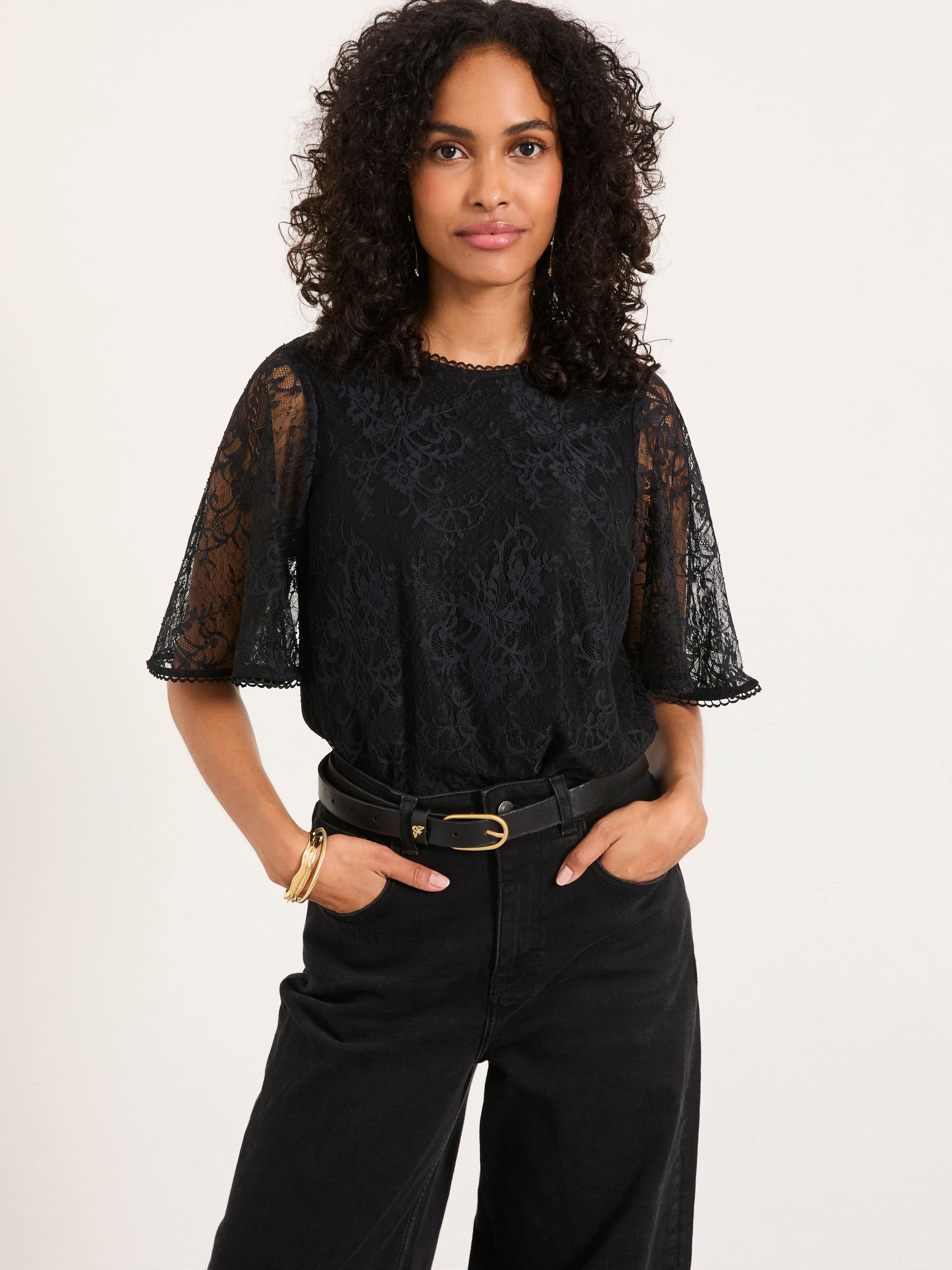 Claudi Black Lace Blouse (W27682) | $95