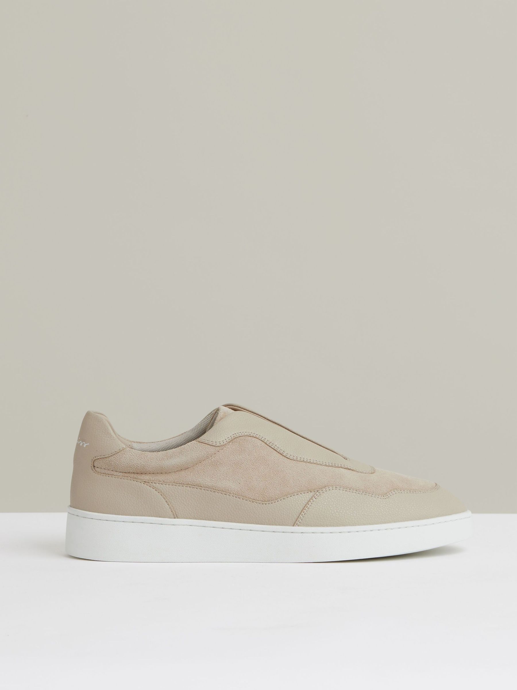Leather Elasticated-Lace Trainers in Ecru (W29548) | €195