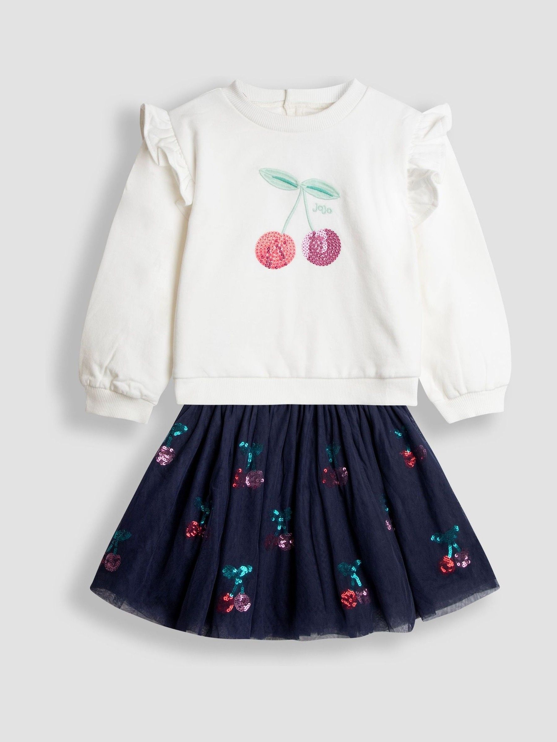 Blue Embroidered Sweatshirt & Tulle Skirt Set (W29928) | $62 - $65