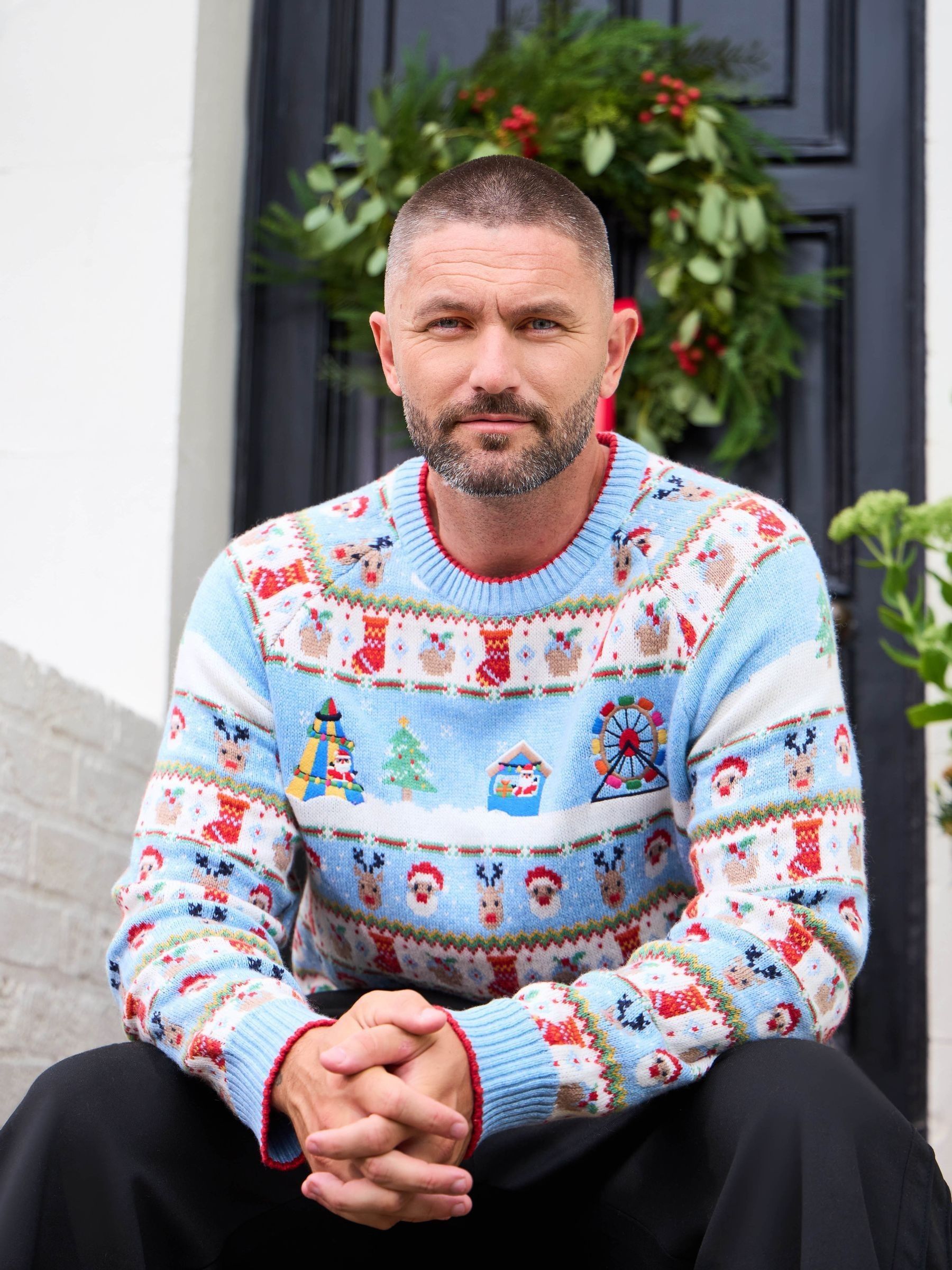 Blue Men's Christmas Fair Ground Fairisle Jumper (W29929) | $84