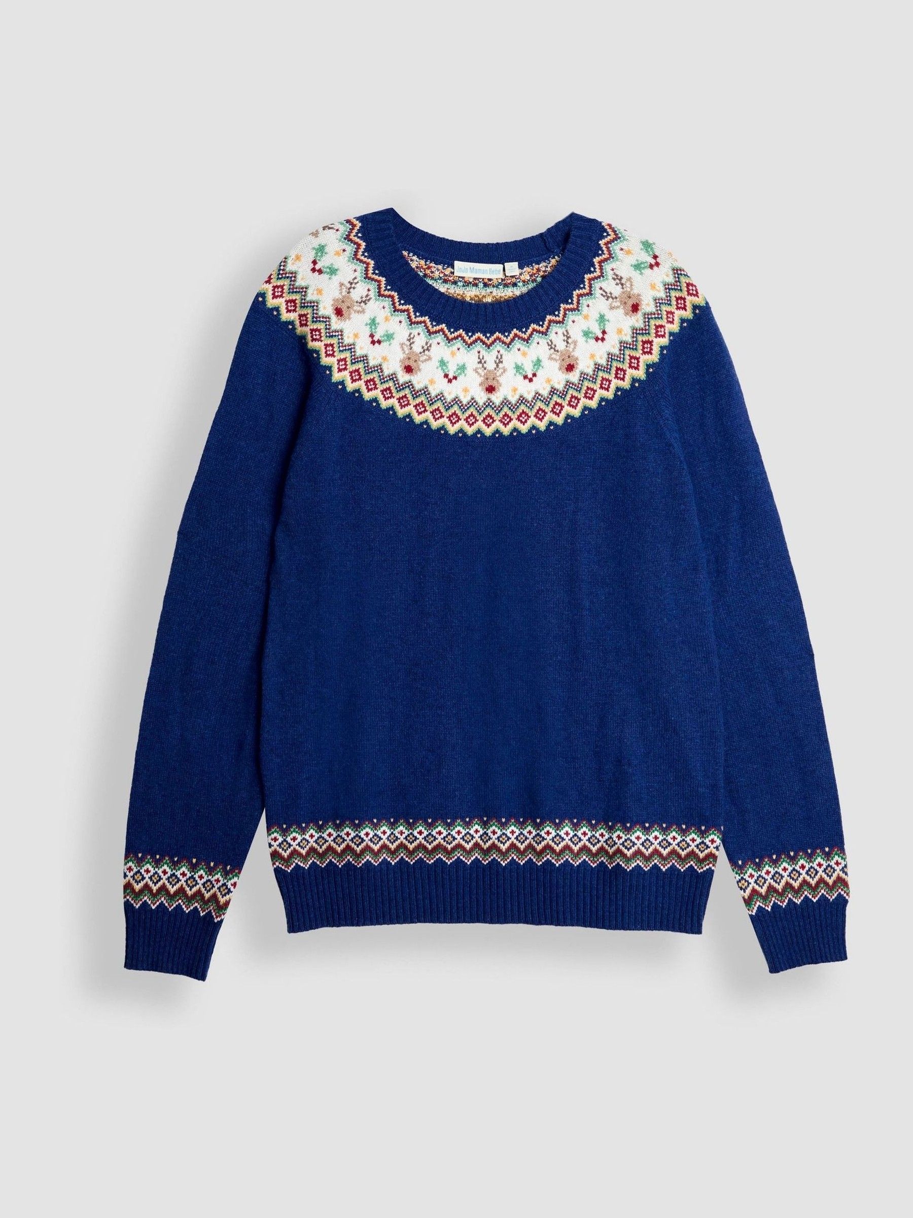 Blue Men's Reindeer Fairisle Jumper (W29930) | $81