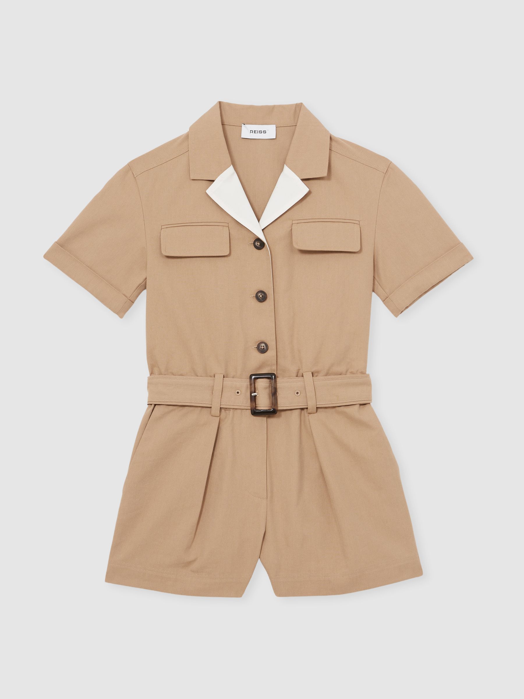 13-14 yrs Cotton-Lyocell Utility Playsuit in Camel (W30195) | CA$93