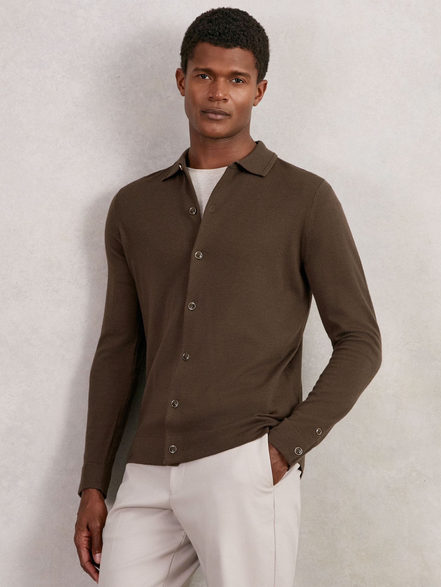 Merino Wool Button-Through Cardigan in Chocolate Brown (W30198) | 155 €