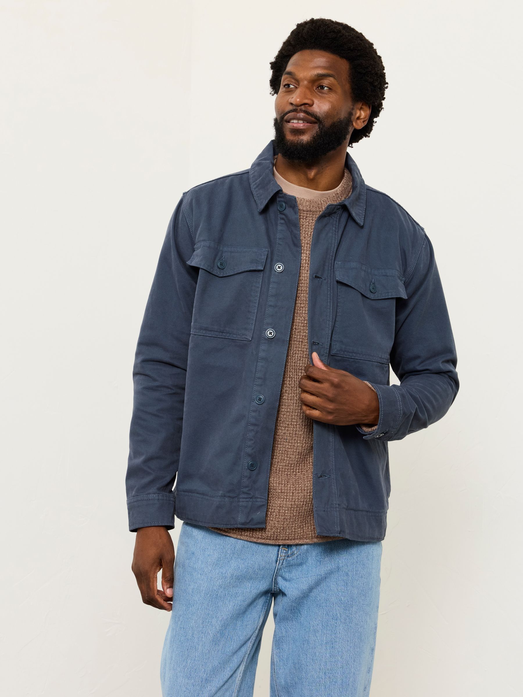 French Navy Canvas Two Pocket Worker Jacket (W30936) | €91