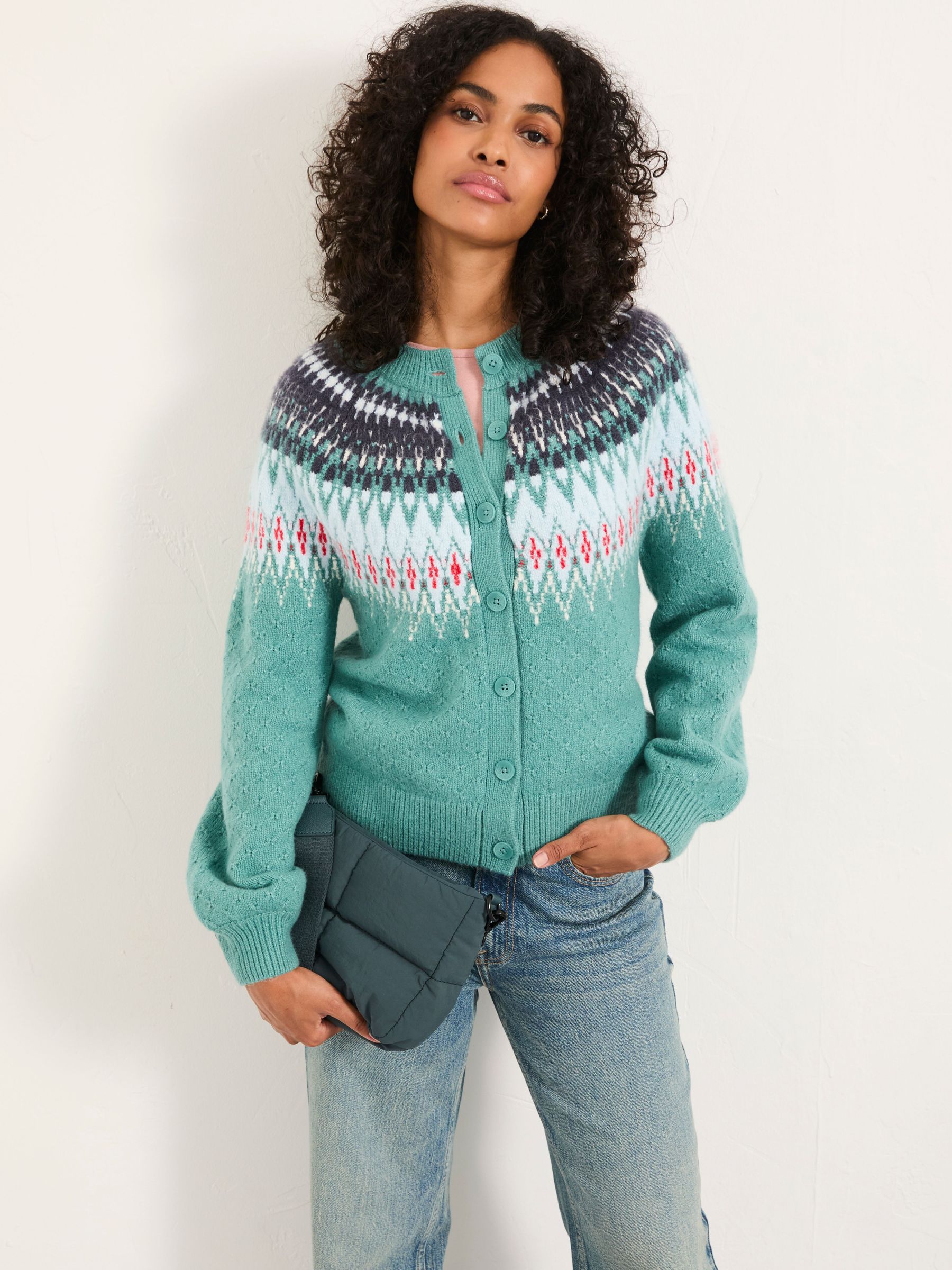 Mint Green Apres Knitted Fairisle Cardigan (W31401) | €73.50