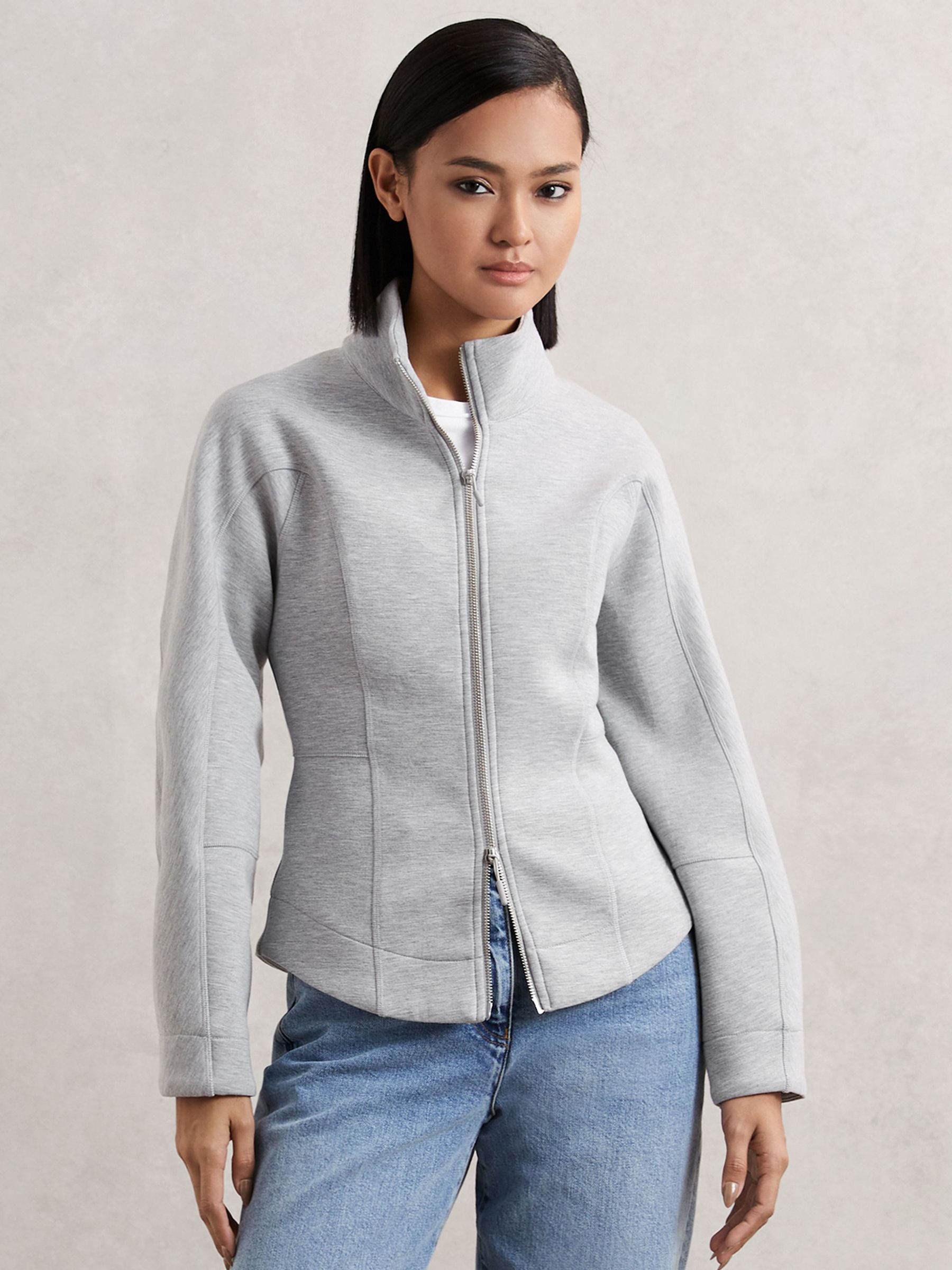 Funnel-Neck Zip-Through Sweatshirt in Grey (W31493) | CA$295