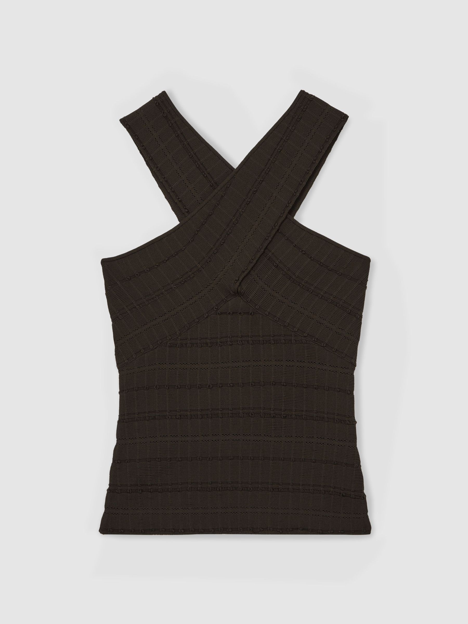 Cross Neck Textured Top in Chocolate (W31495) | €140