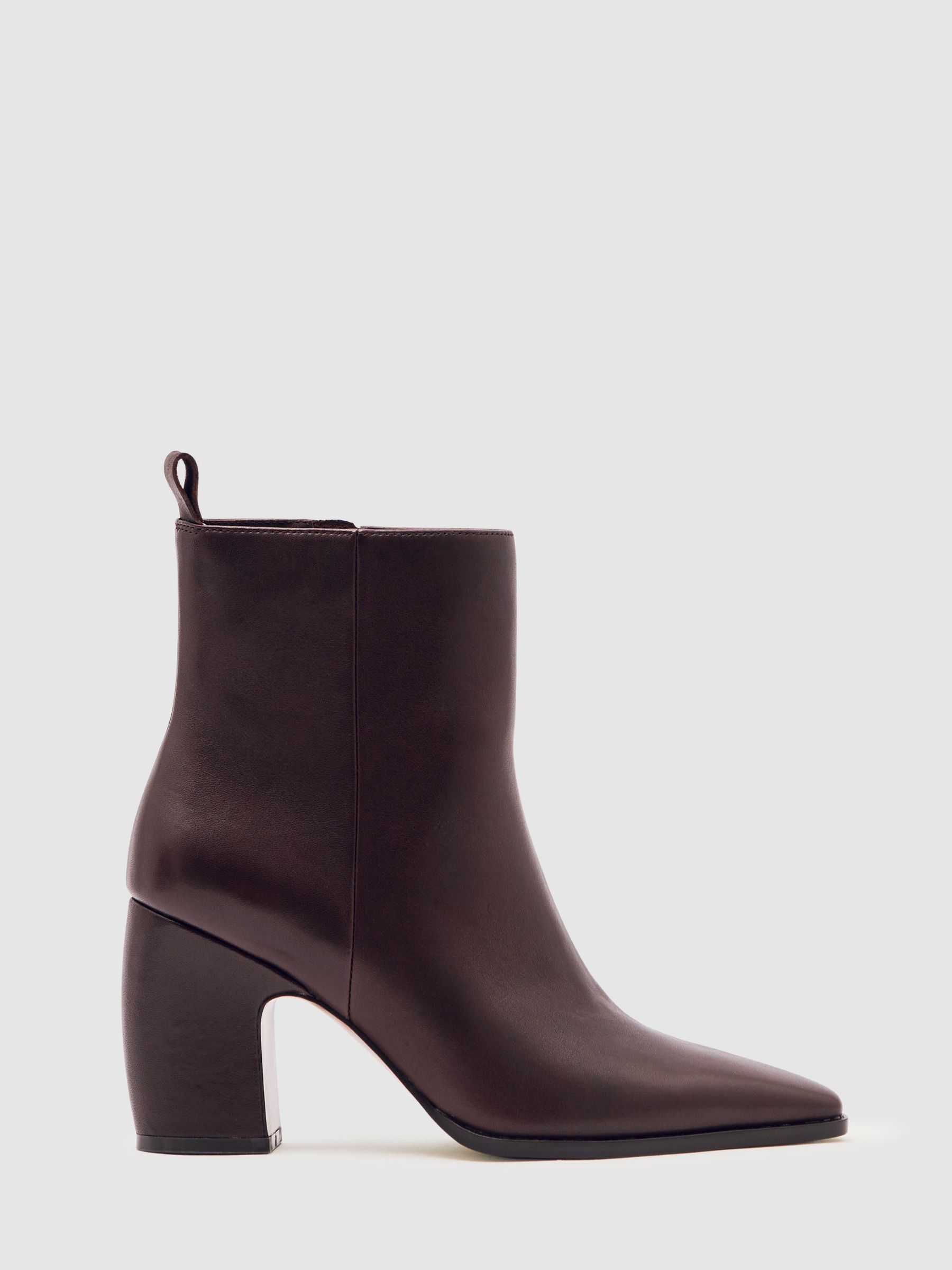 Leather Blocked Heel Ankle Boots in Oxblood (W31578) | 1,080 QAR