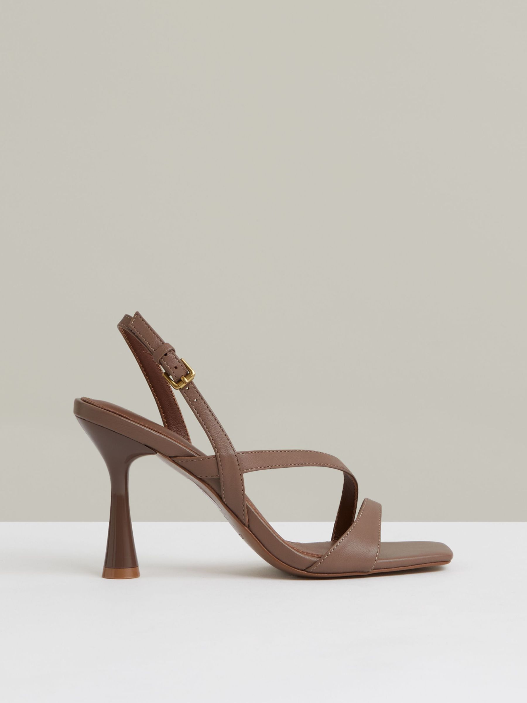 Leather Cross-Strap Heeled Sandals in Neutral (W31591) | US$265
