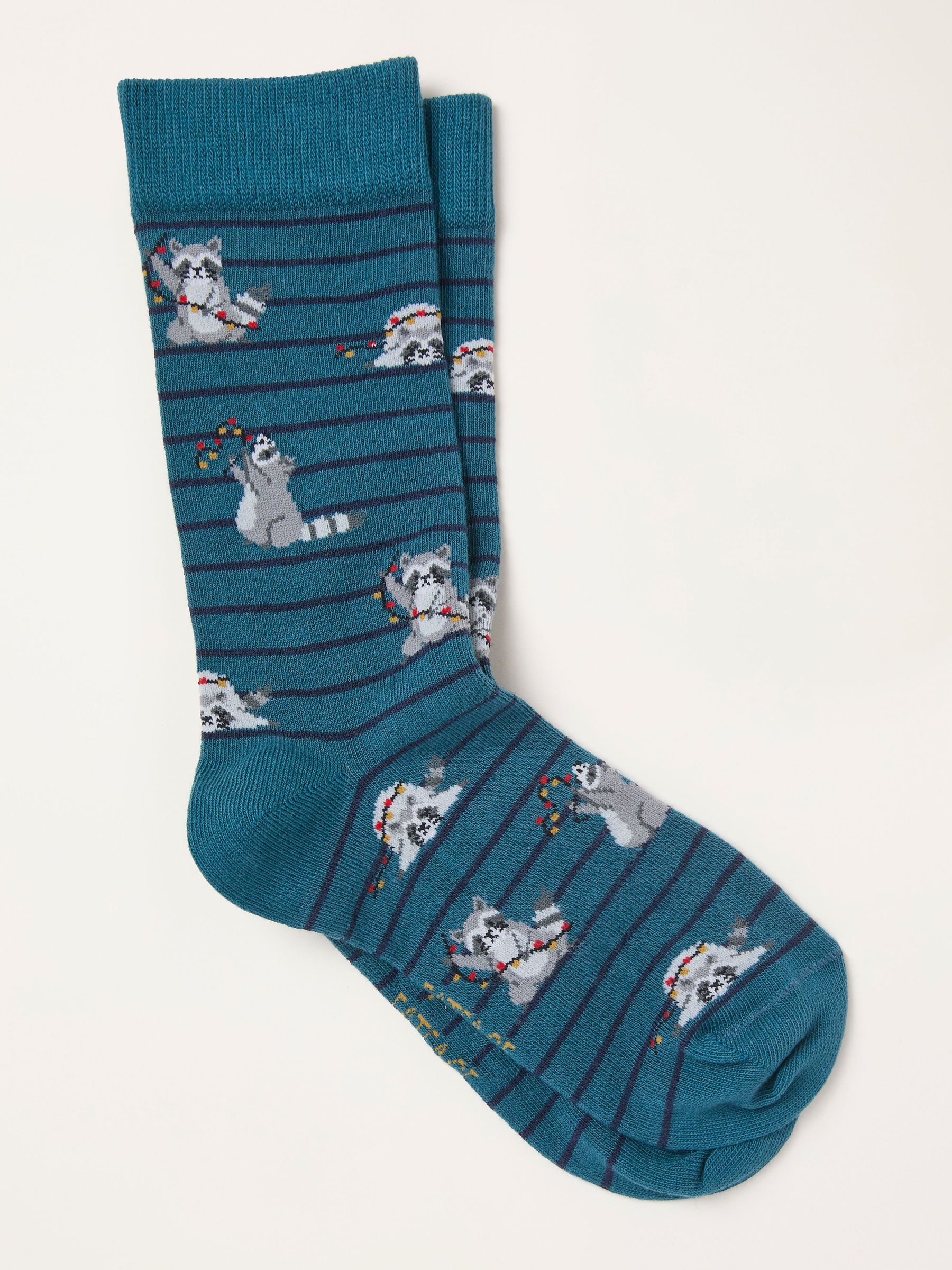 Teal Blue Racoon Socks (W31747) | $12