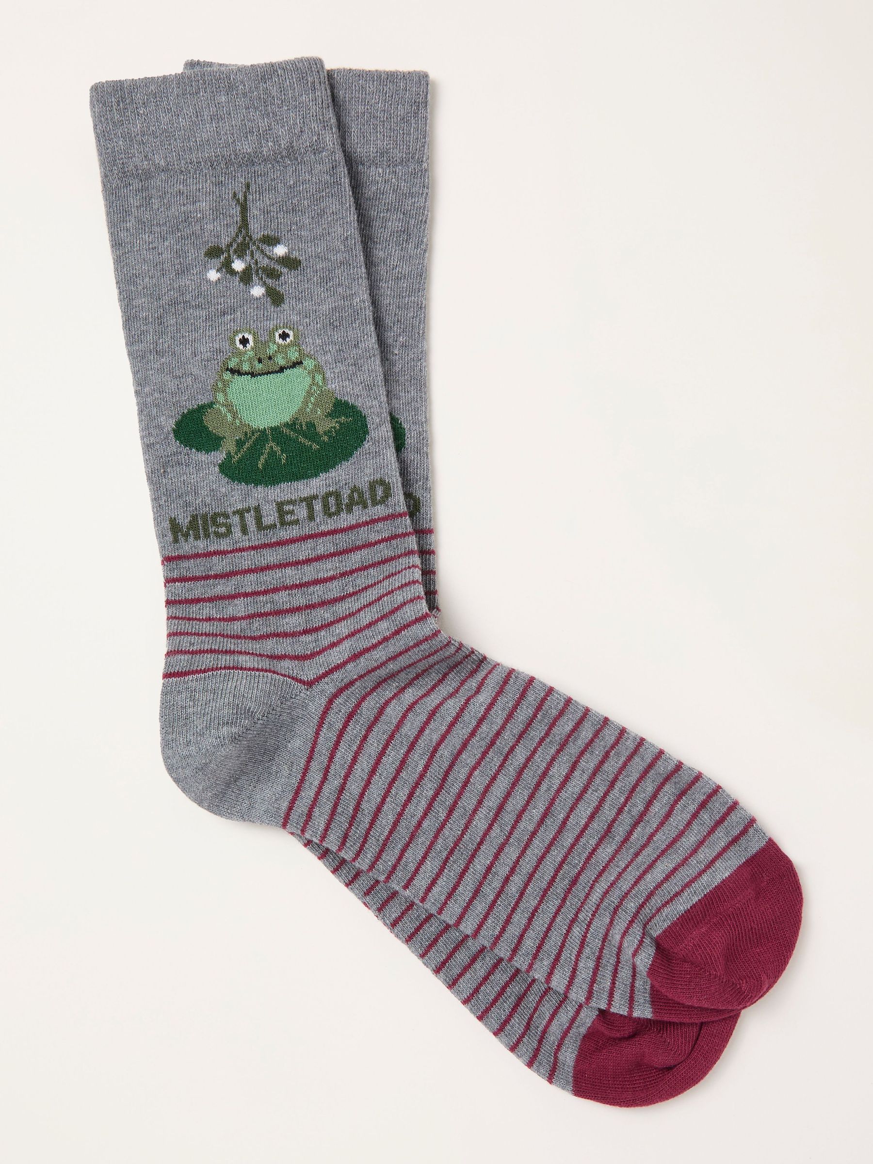 Charcoal Grey Mistletoe Socks (W31765) | $12