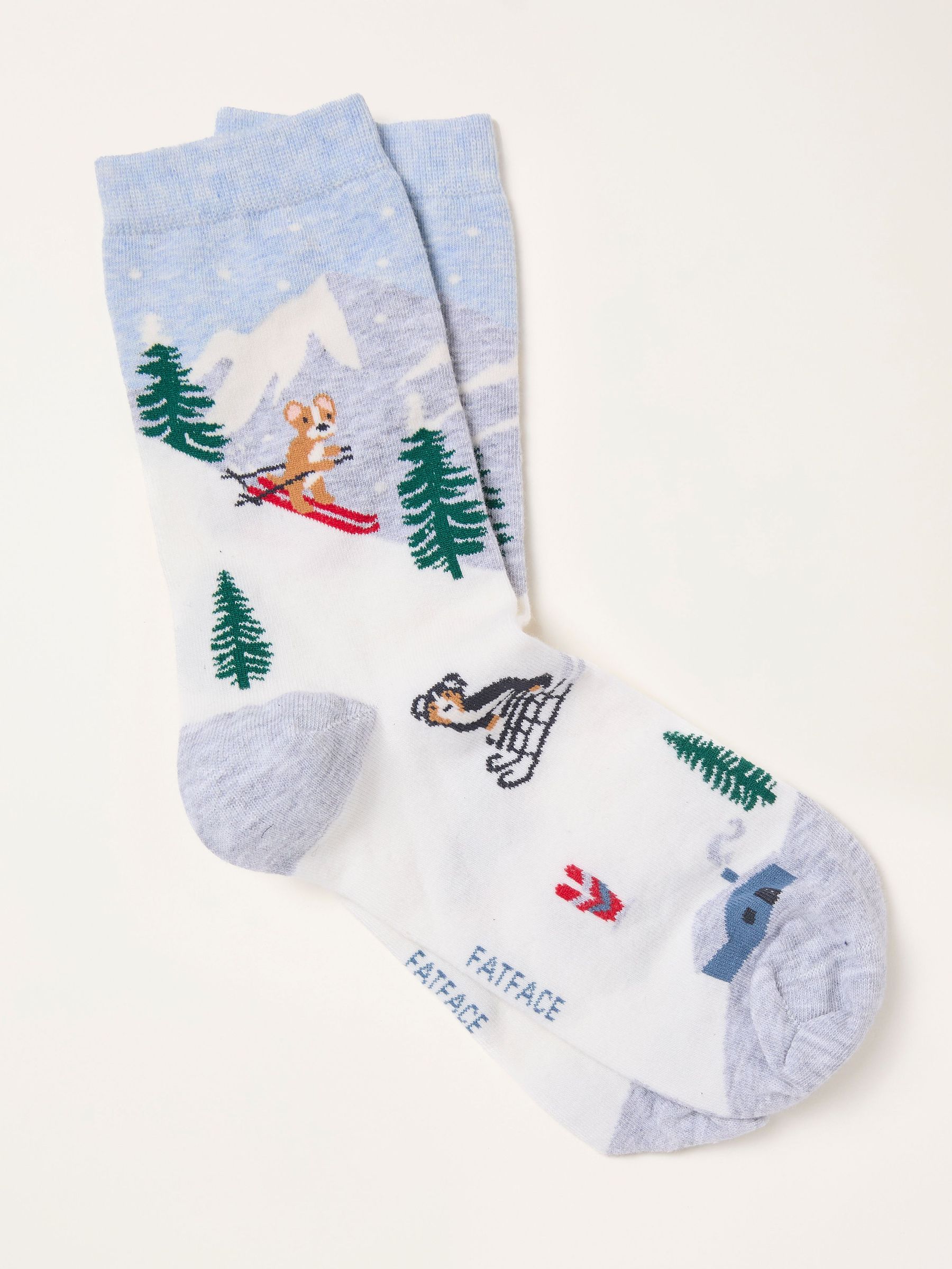 Grey Skiing Dogs Socks (W32027) | $12