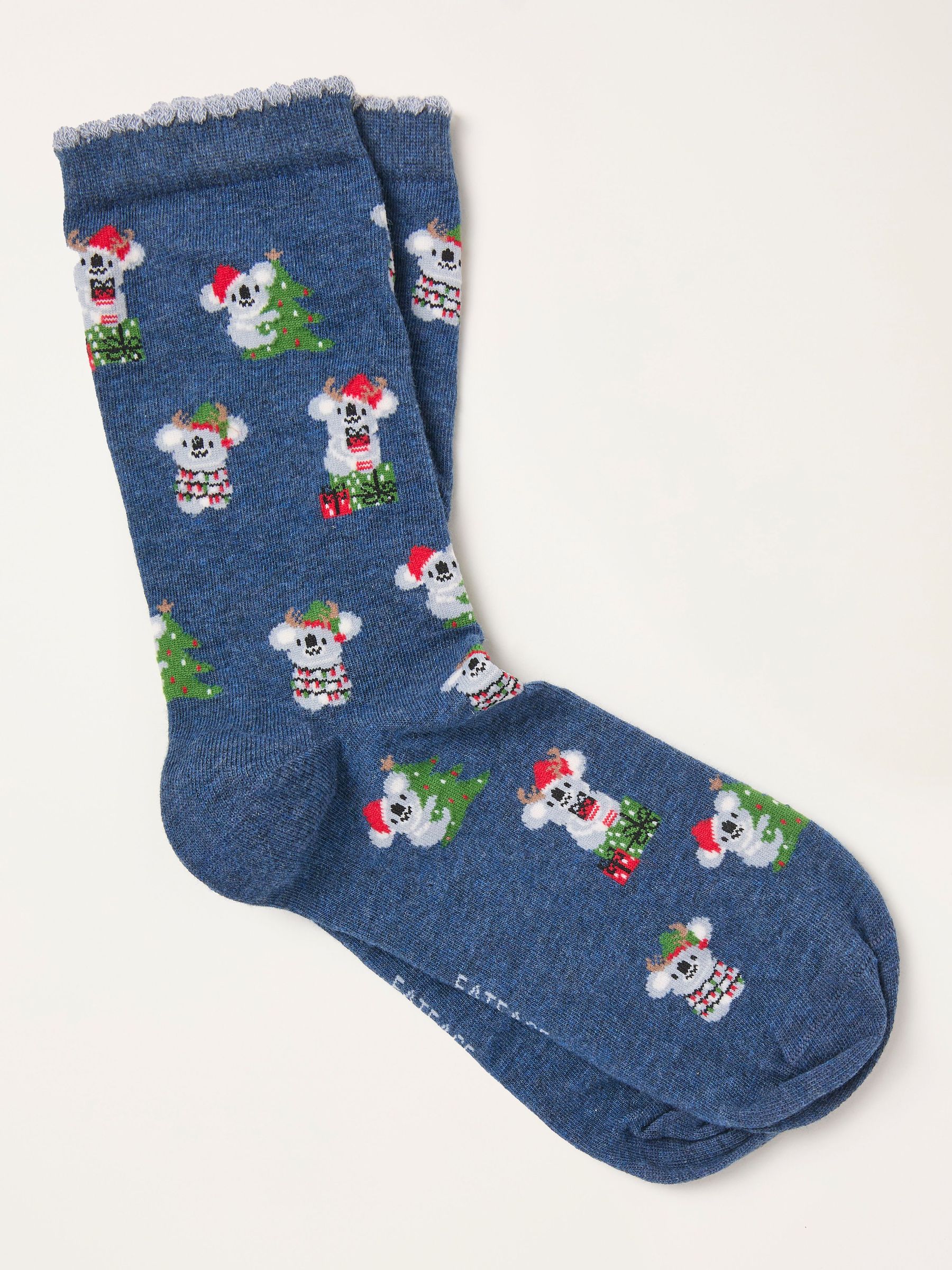 Navy Christmas Koala Socks (W32032) | $12