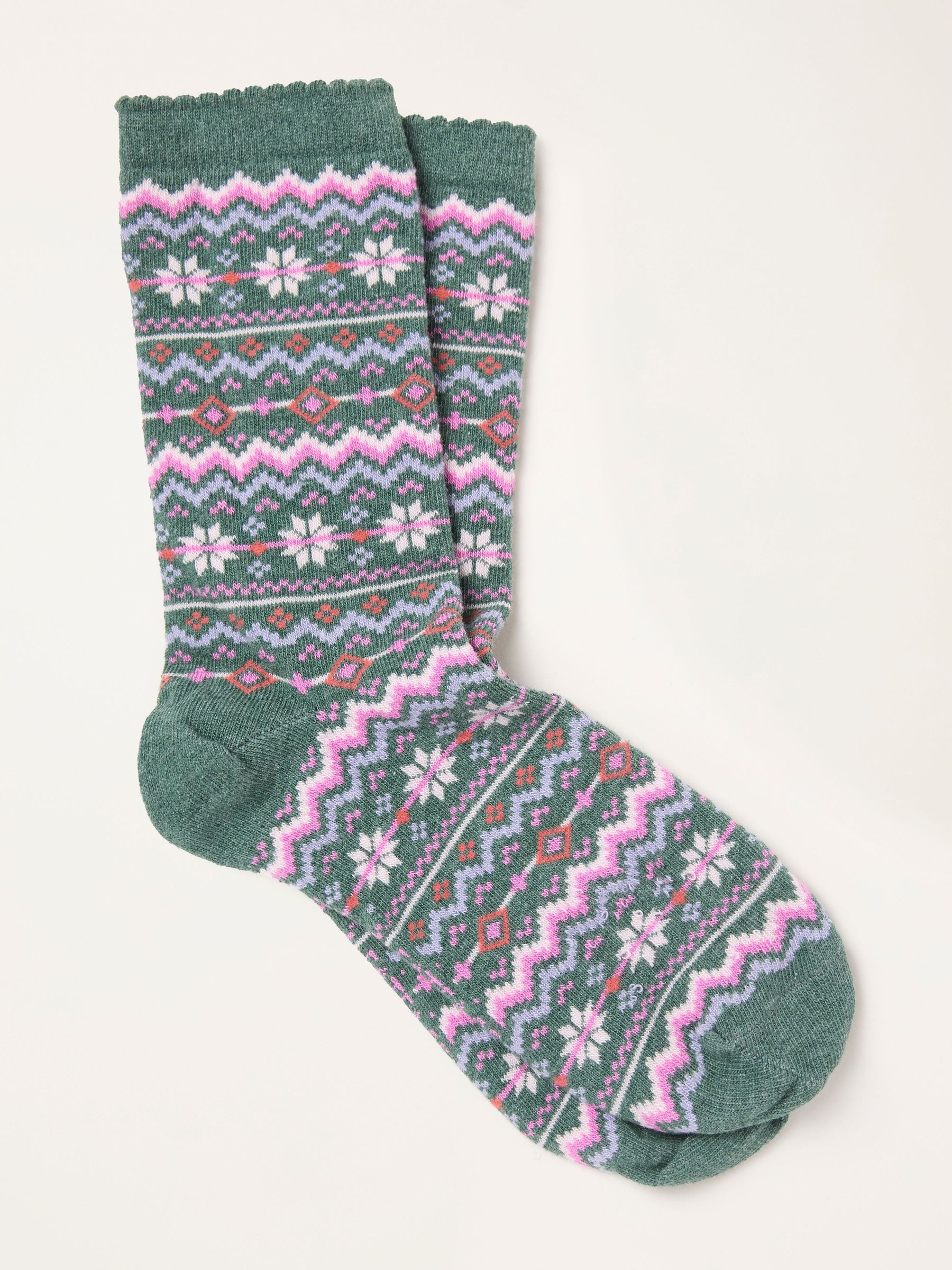 Green Fairisle Socks (W32033) | $12