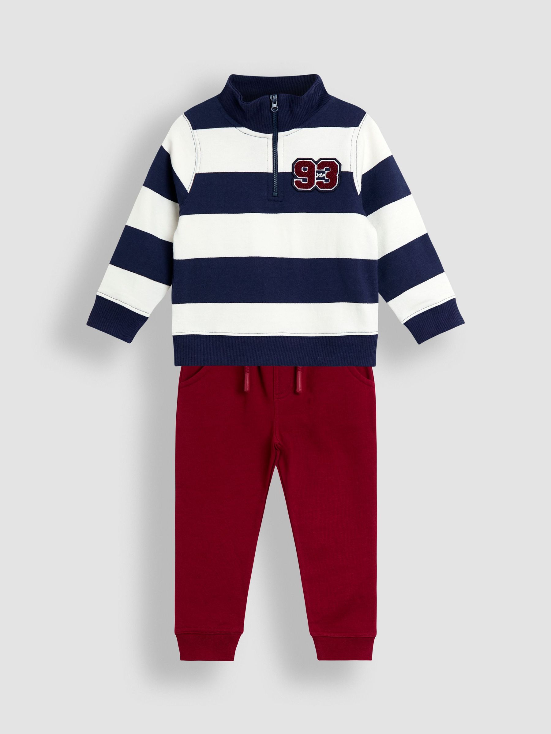 Red 2-Piece Stripe Half Zip & Joggers Set (W33167) | $51 - $62