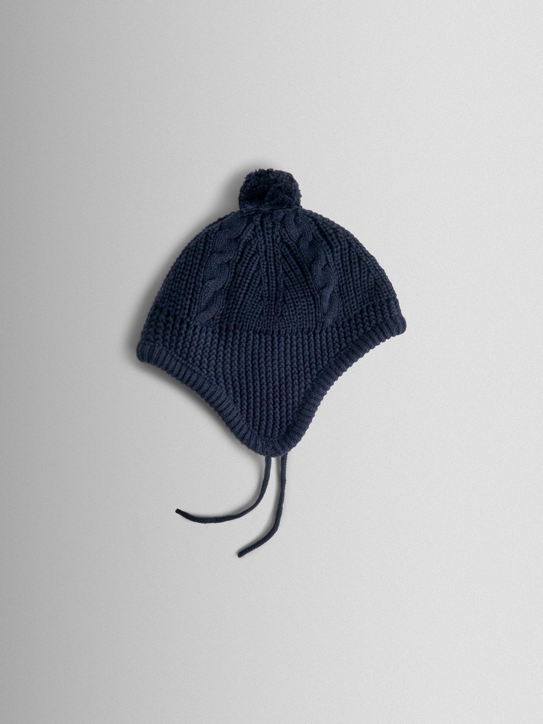 Navy Cosy Pom Pom Rib Hat (W33191) | $25