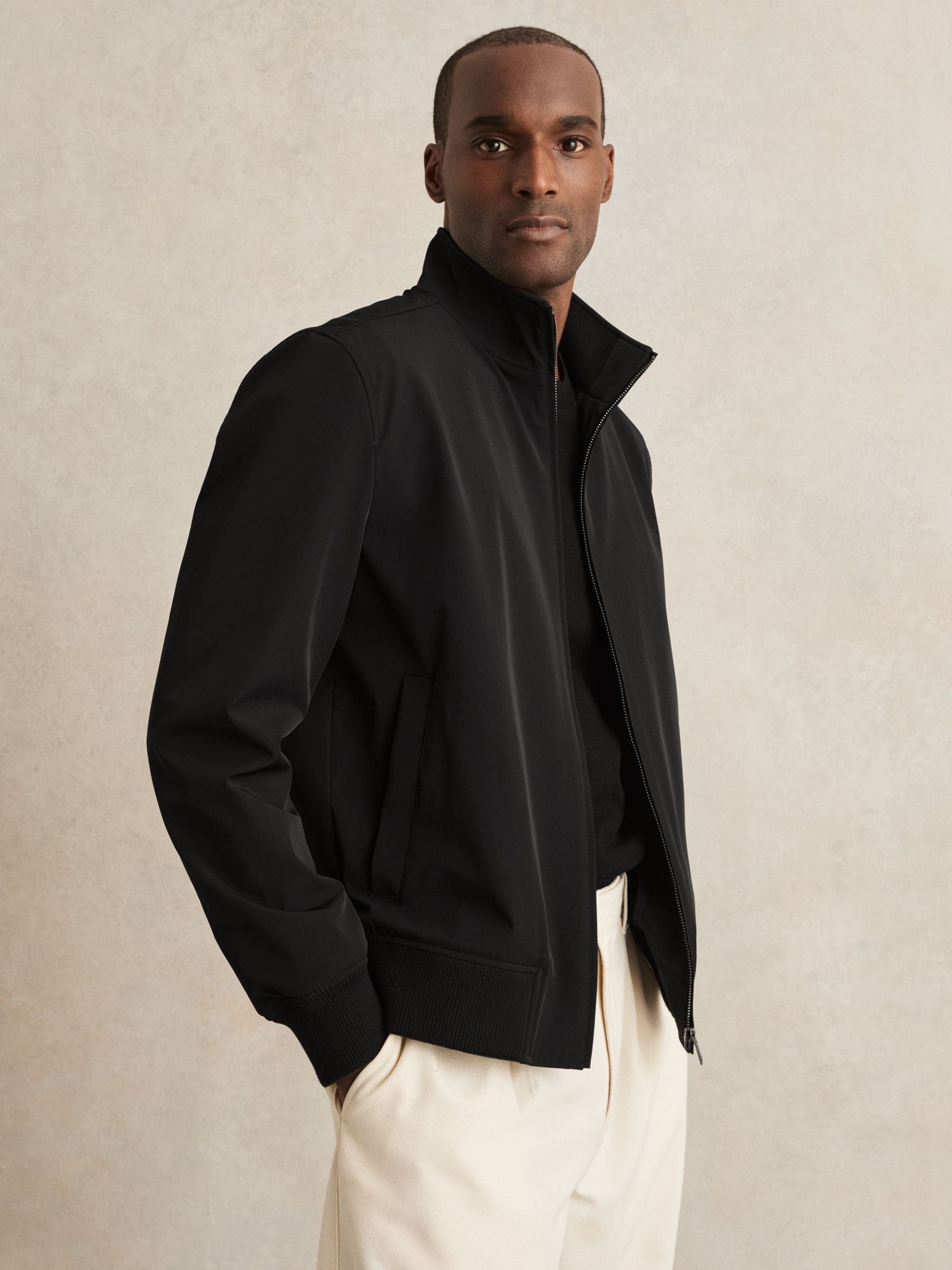 Funnel-Neck Technical Jacket in Black (W33568) | US$400