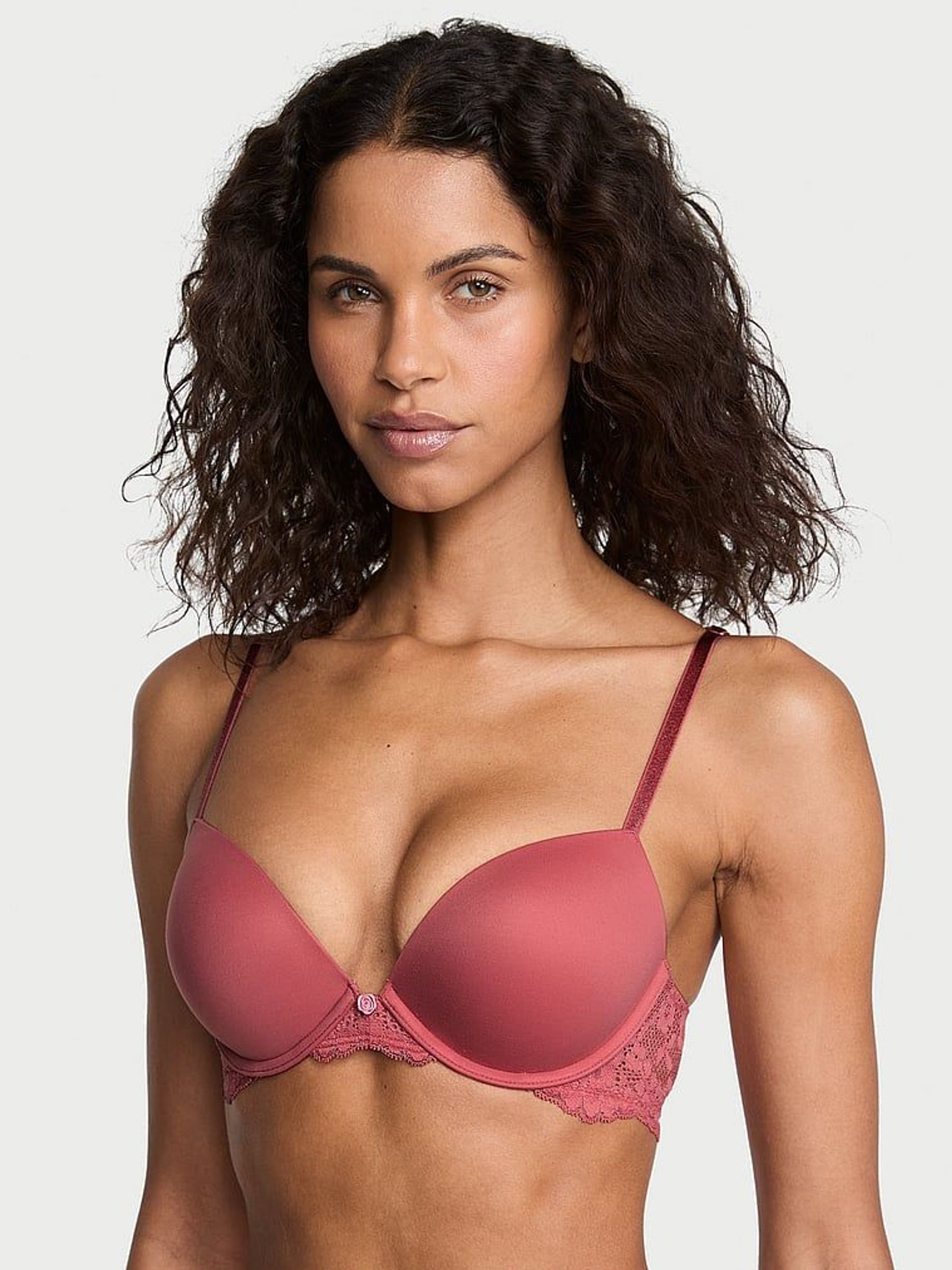 Seductive Rose Pink Lace Trim Push Up Bra (W34107) | €52