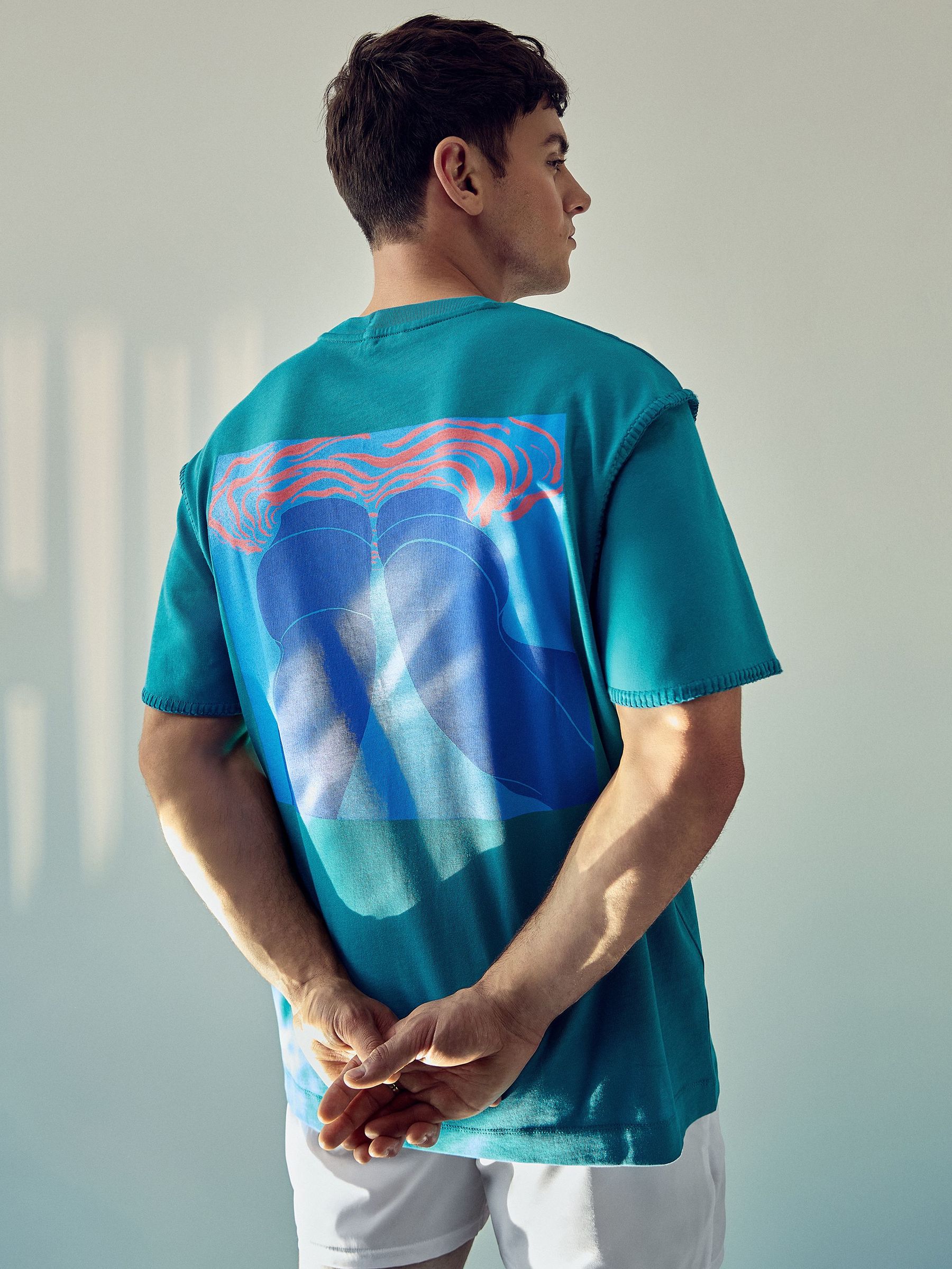 Reiss | Tom Daley Graphic-Print T-Shirt in Teal Green (W34190) | €140