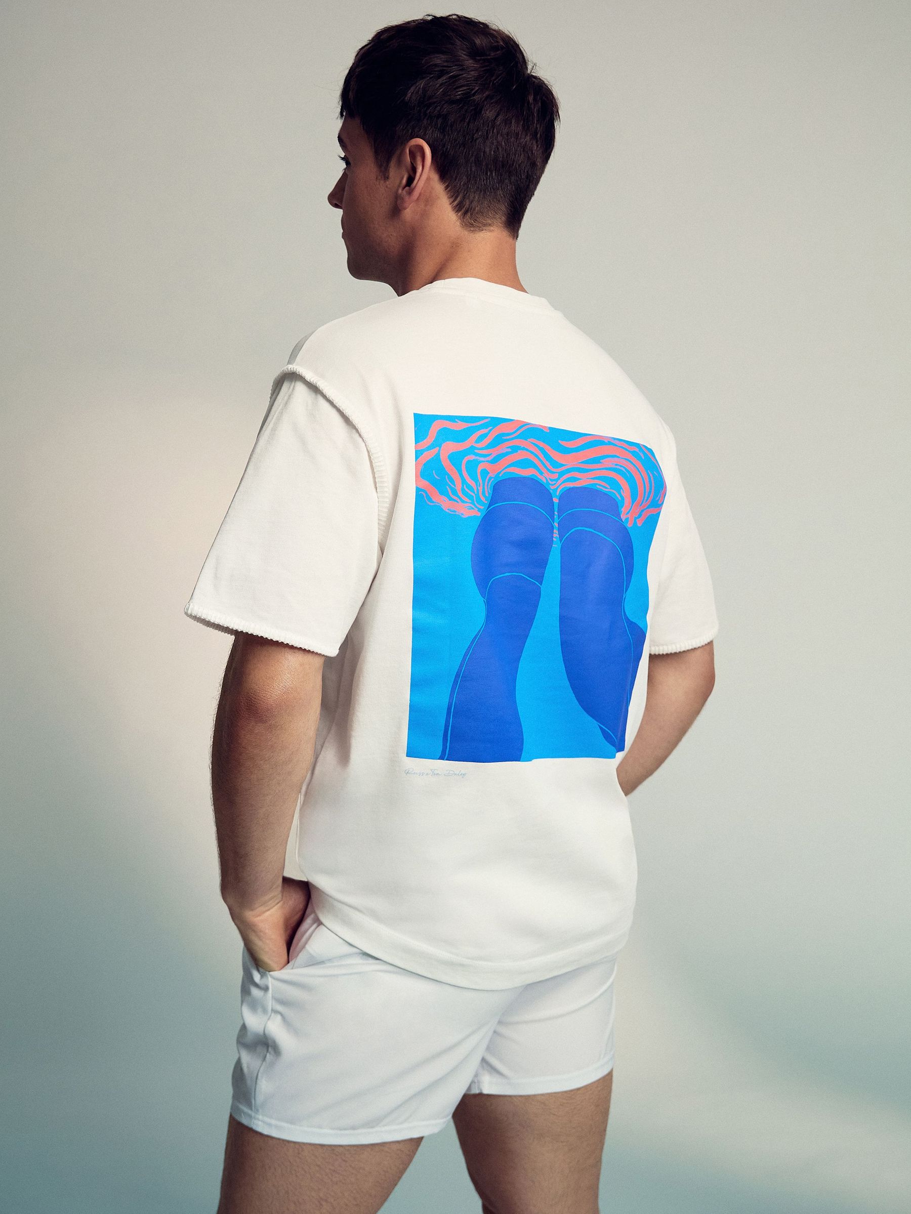 Reiss | Tom Daley Graphic-Print T-Shirt in White (W34196) | €140