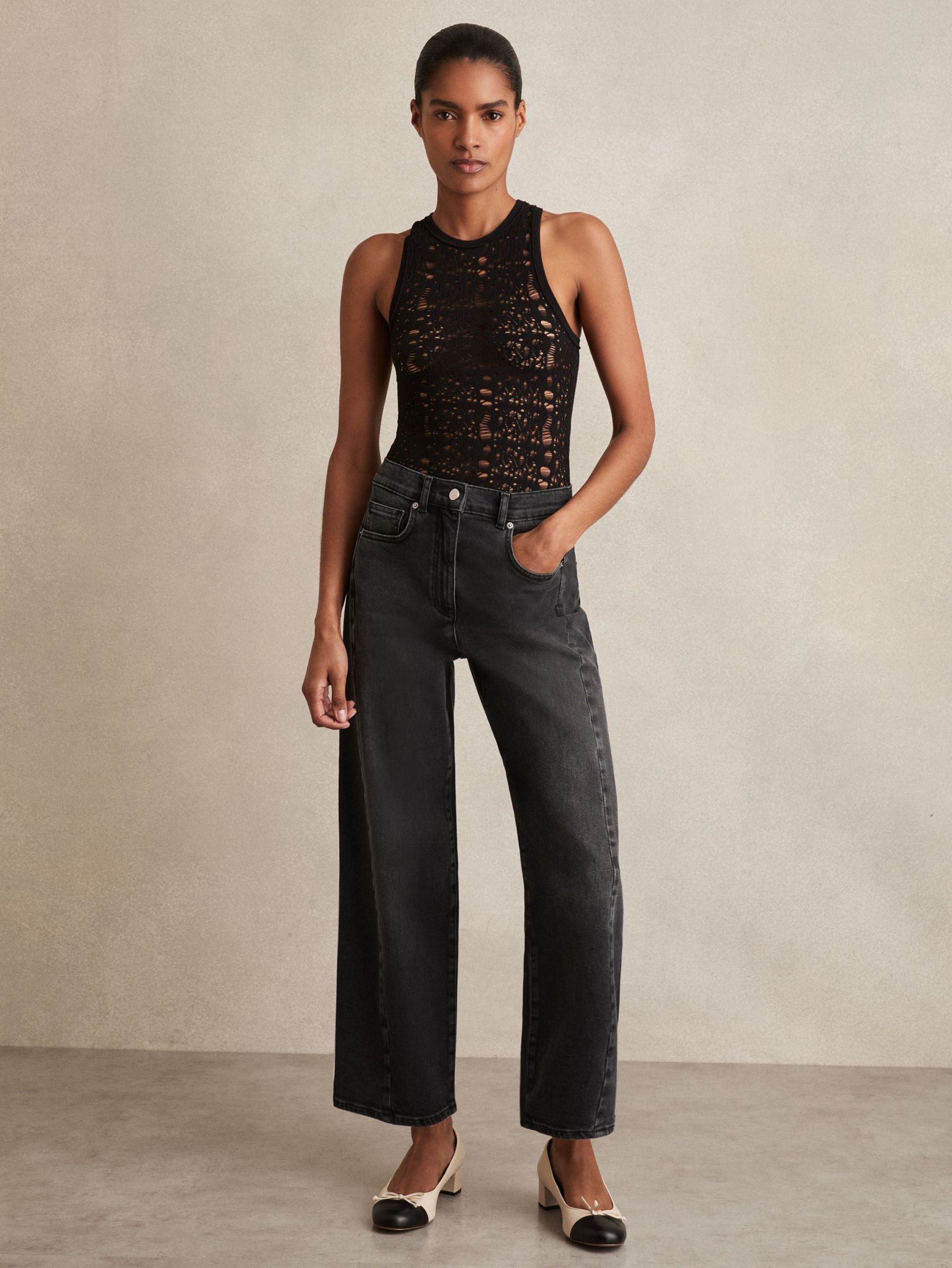 Barrel-Leg Seam Jeans in Washed Grey (W35637) | €195