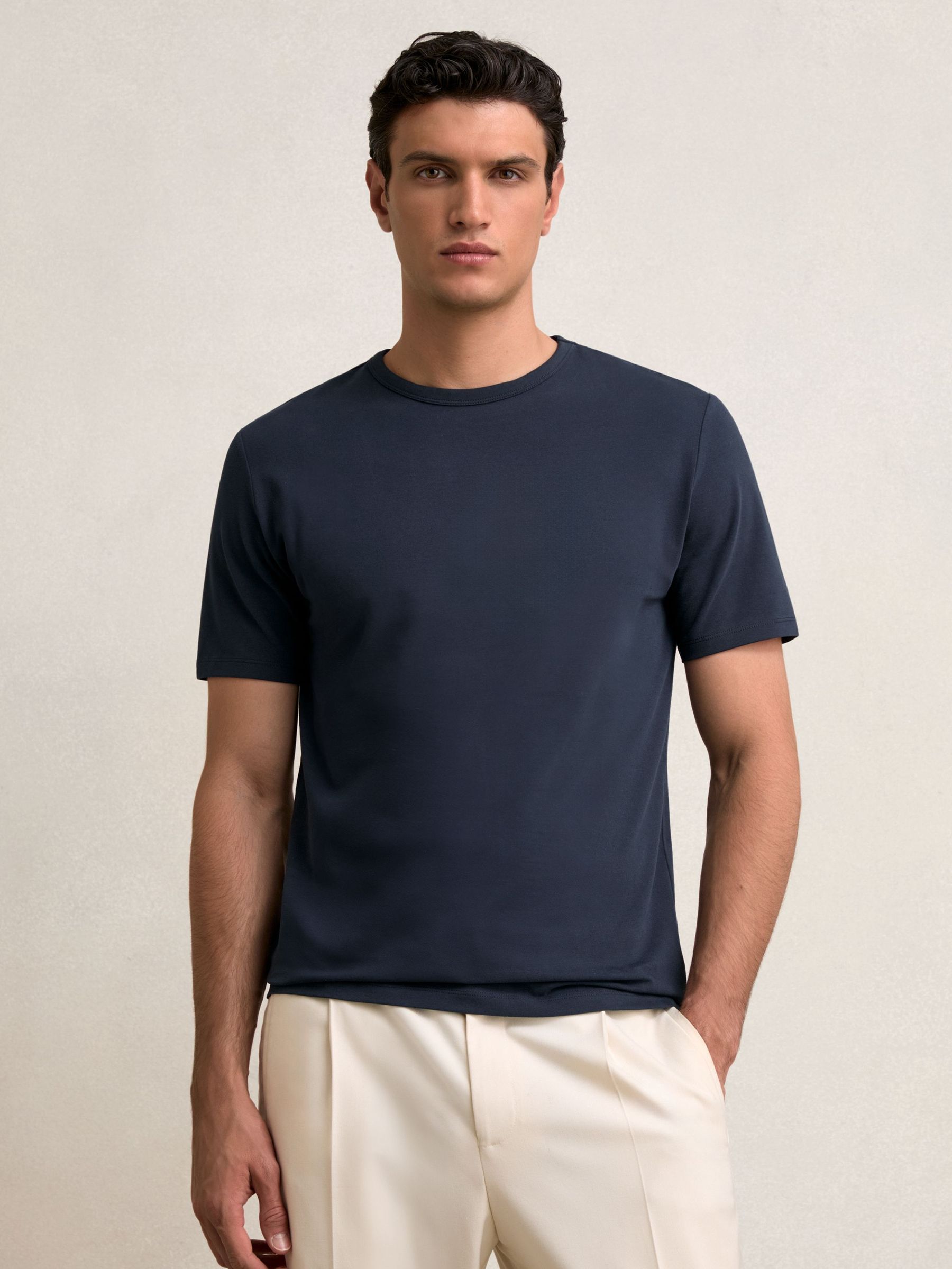 Stretch-Cotton Crew-Neck T-Shirt in Navy (W37530) | US$70