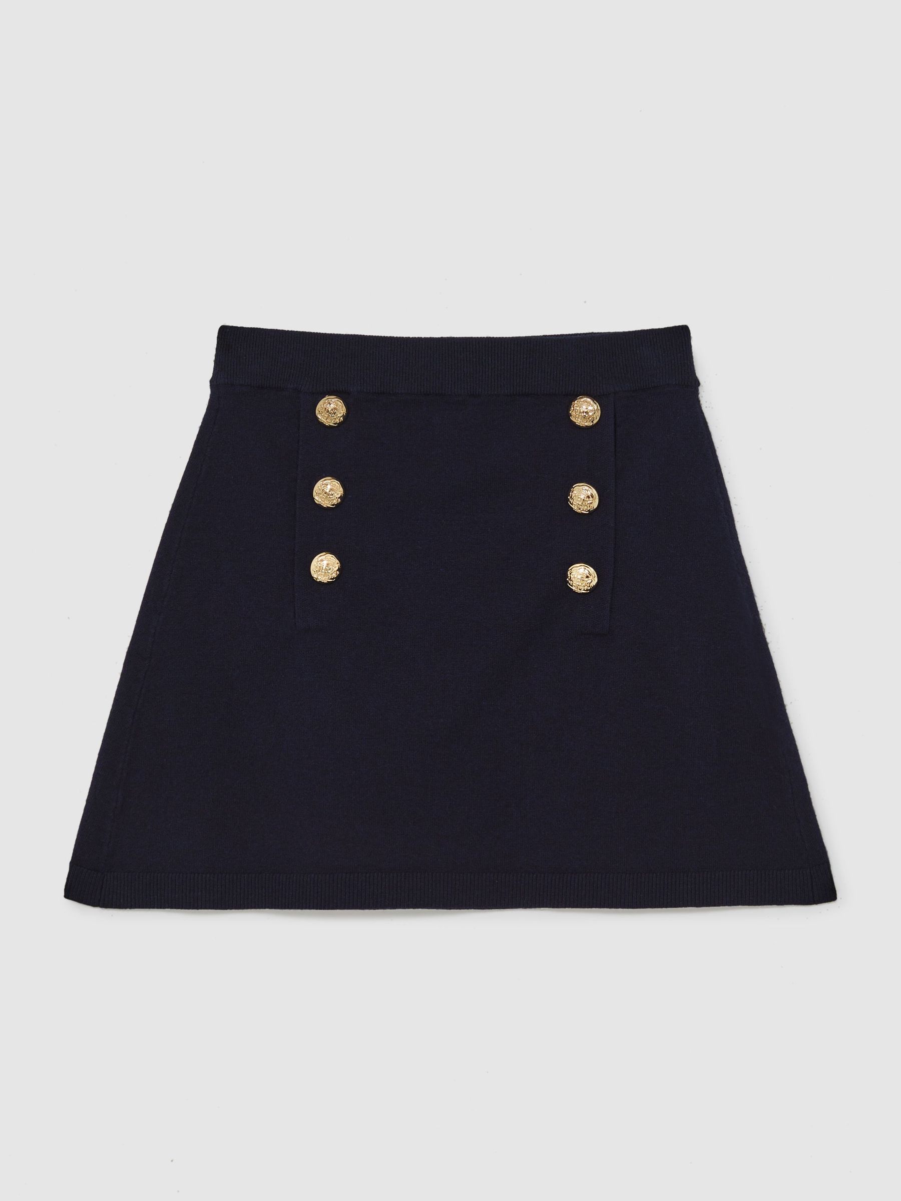 13-14 yrs Knitted Button-Detail A-Line Skirt in Navy (W38458) | HK$730